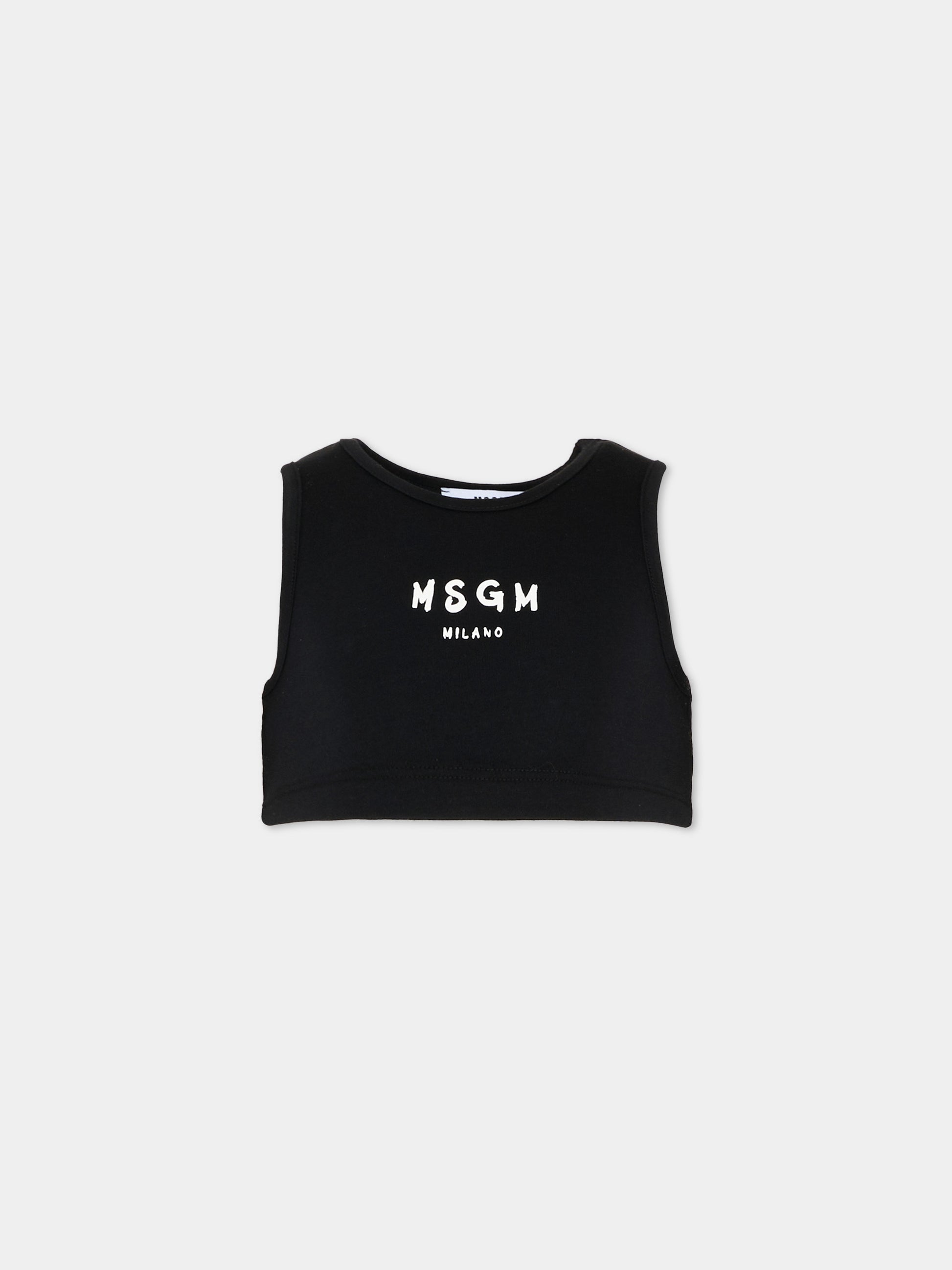 Top nero per bambina con logo,Msgm Kids,S6MSJGTO011 110
