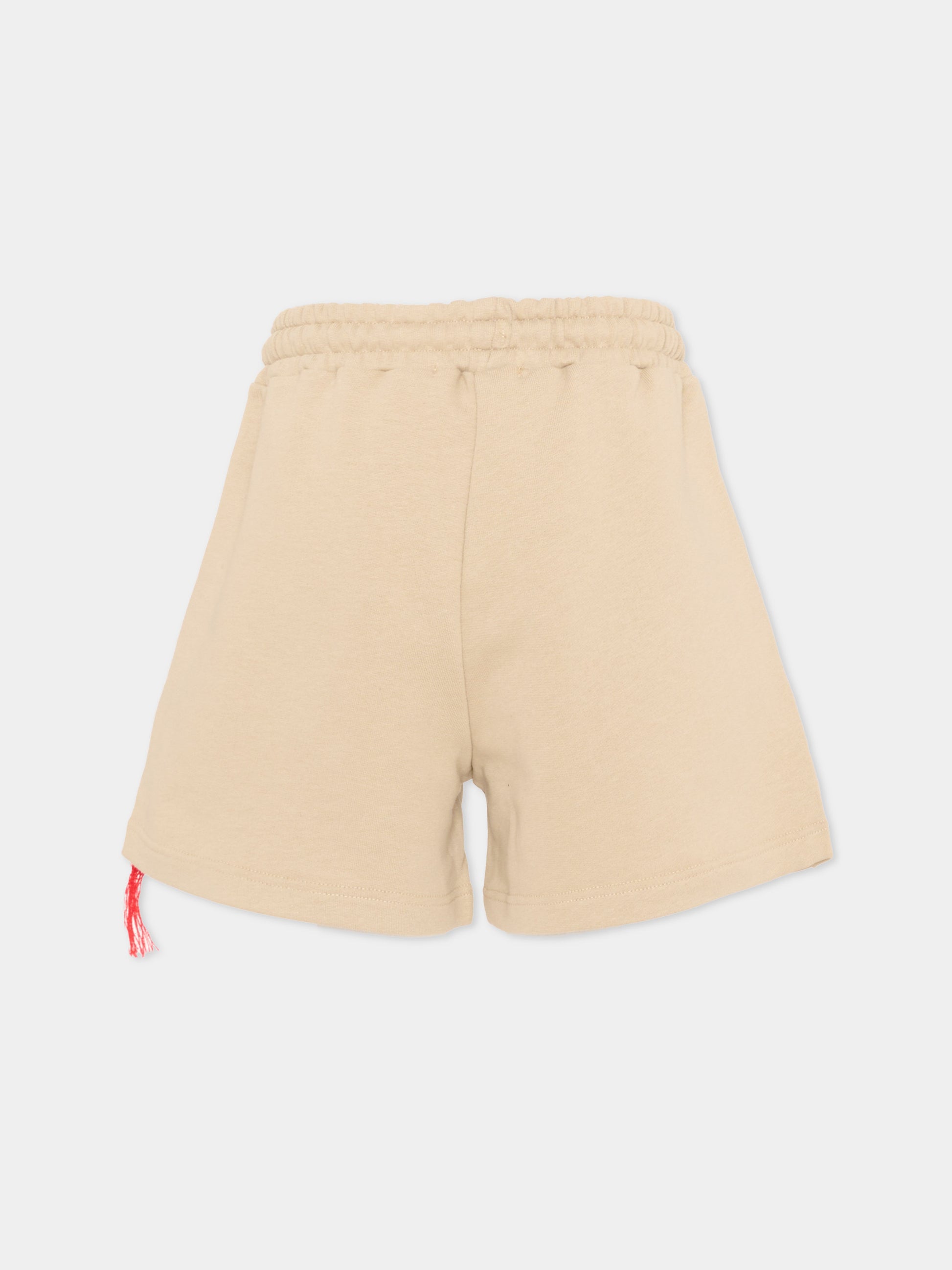 Shorts sportivi beige per bambini con logo,Msgm Kids,S6MSJUBE138 092