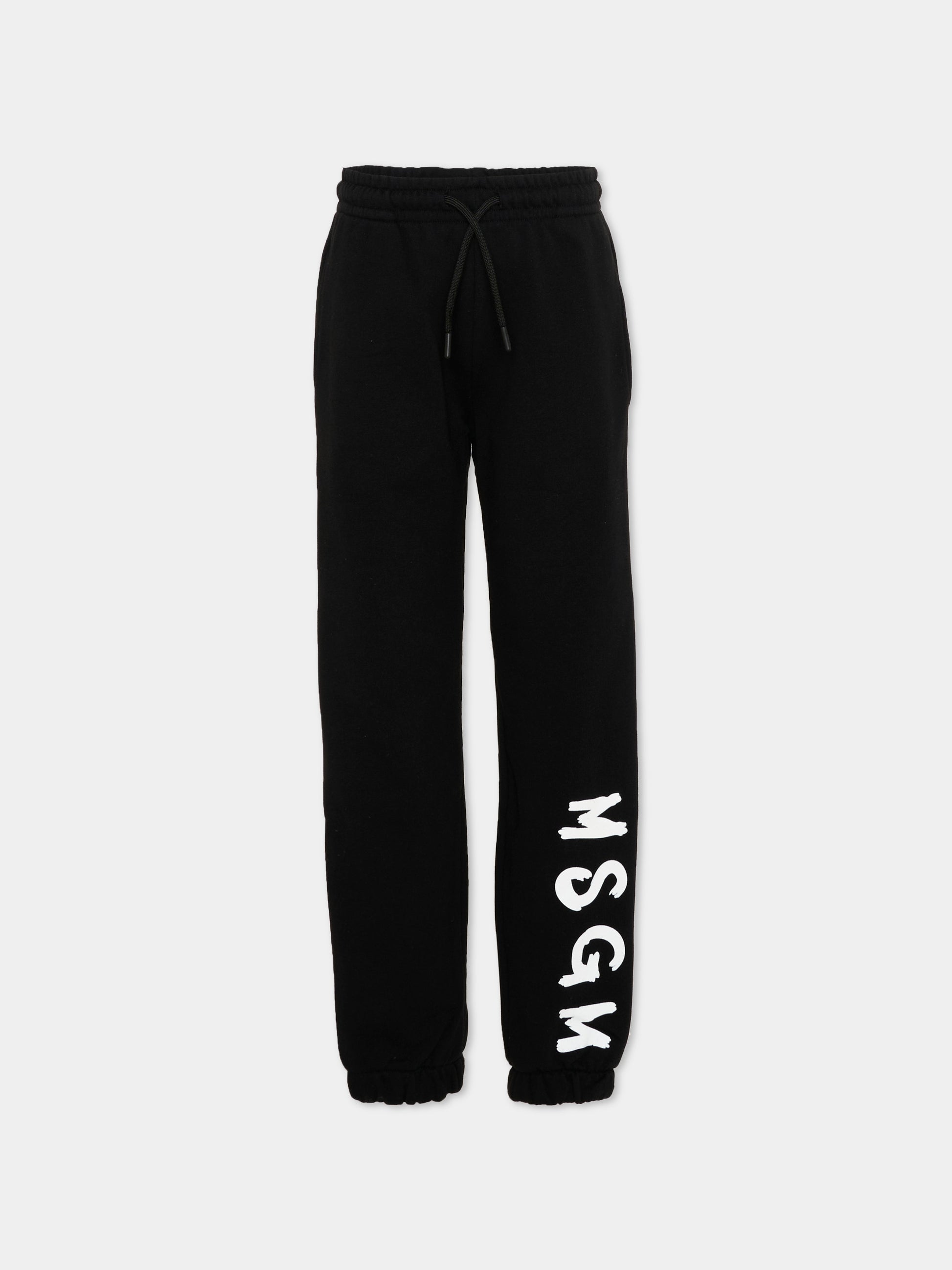 Pantaloni sportivi nero per bambini con logo,Msgm Kids,S6MSJUFP014 110