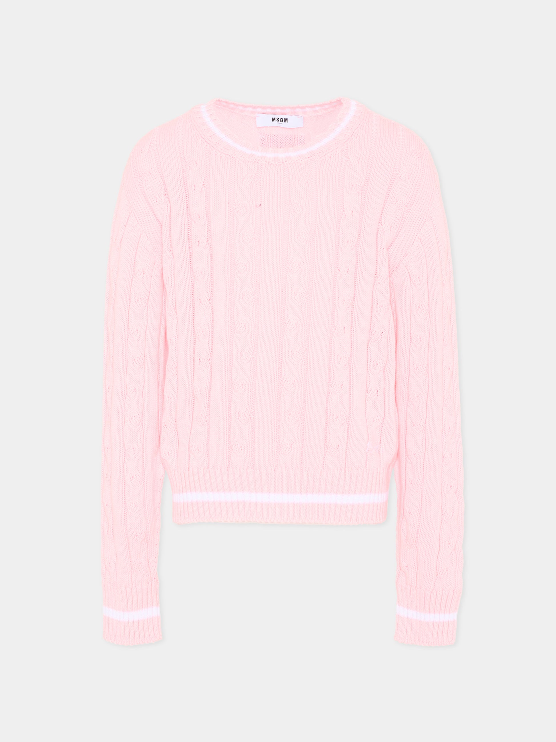Maglione rosa per bambina a trecce,Msgm Kids,S6MSJUJP286 MS076