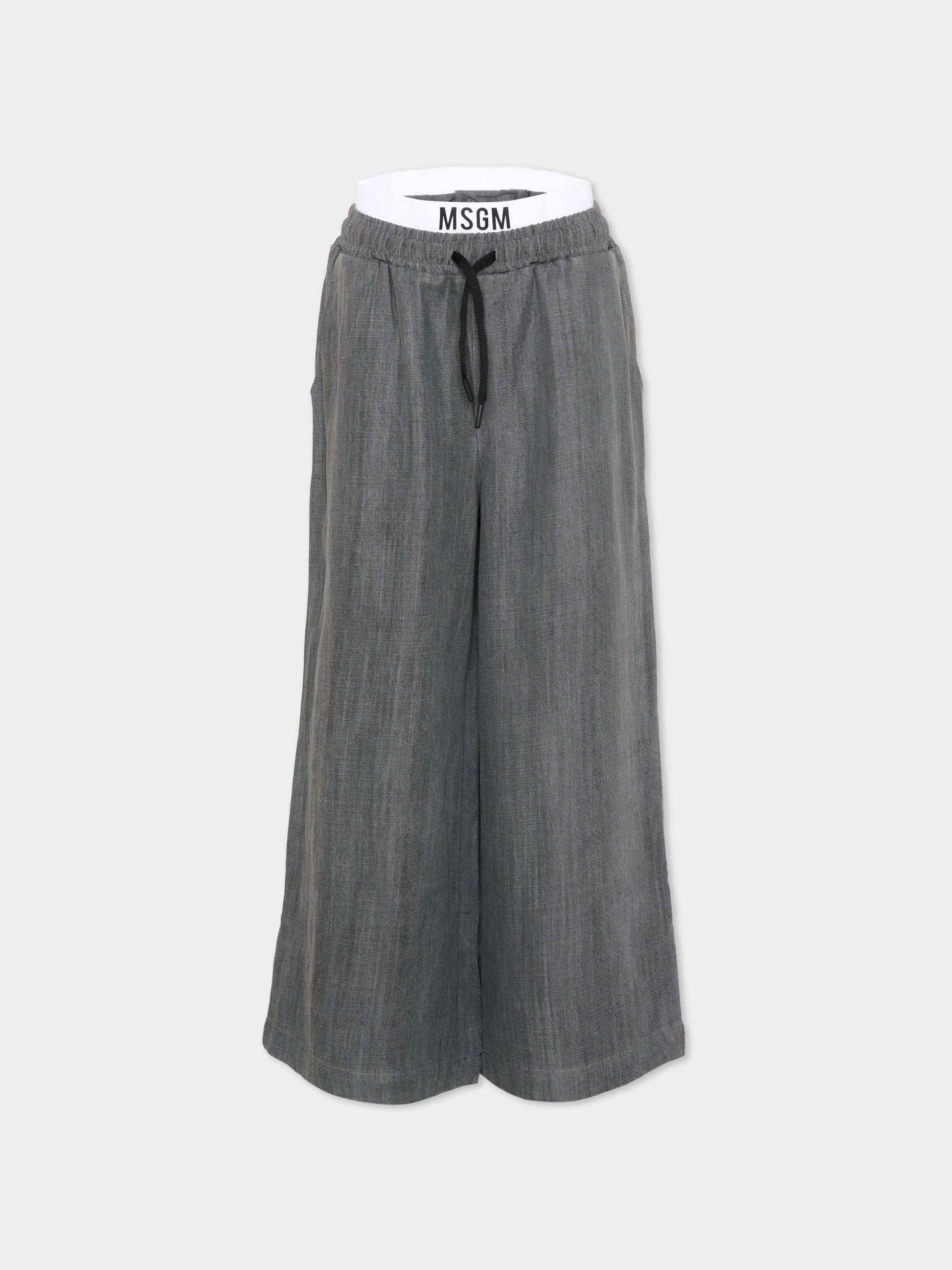 Pantalone grigio per bambina wide-leg,Msgm Kids,S6MSJUPA038 102
