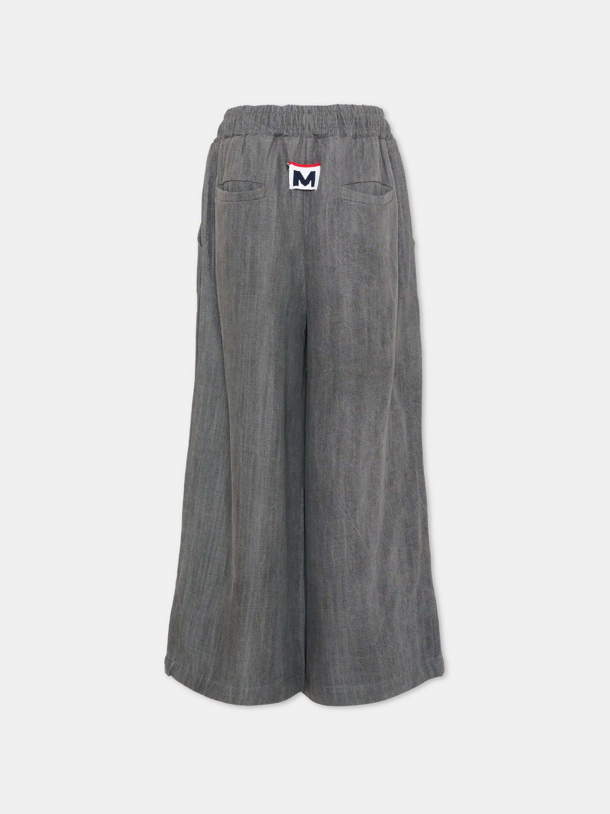Pantalone grigio per bambina wide-leg,Msgm Kids,S6MSJUPA038 102