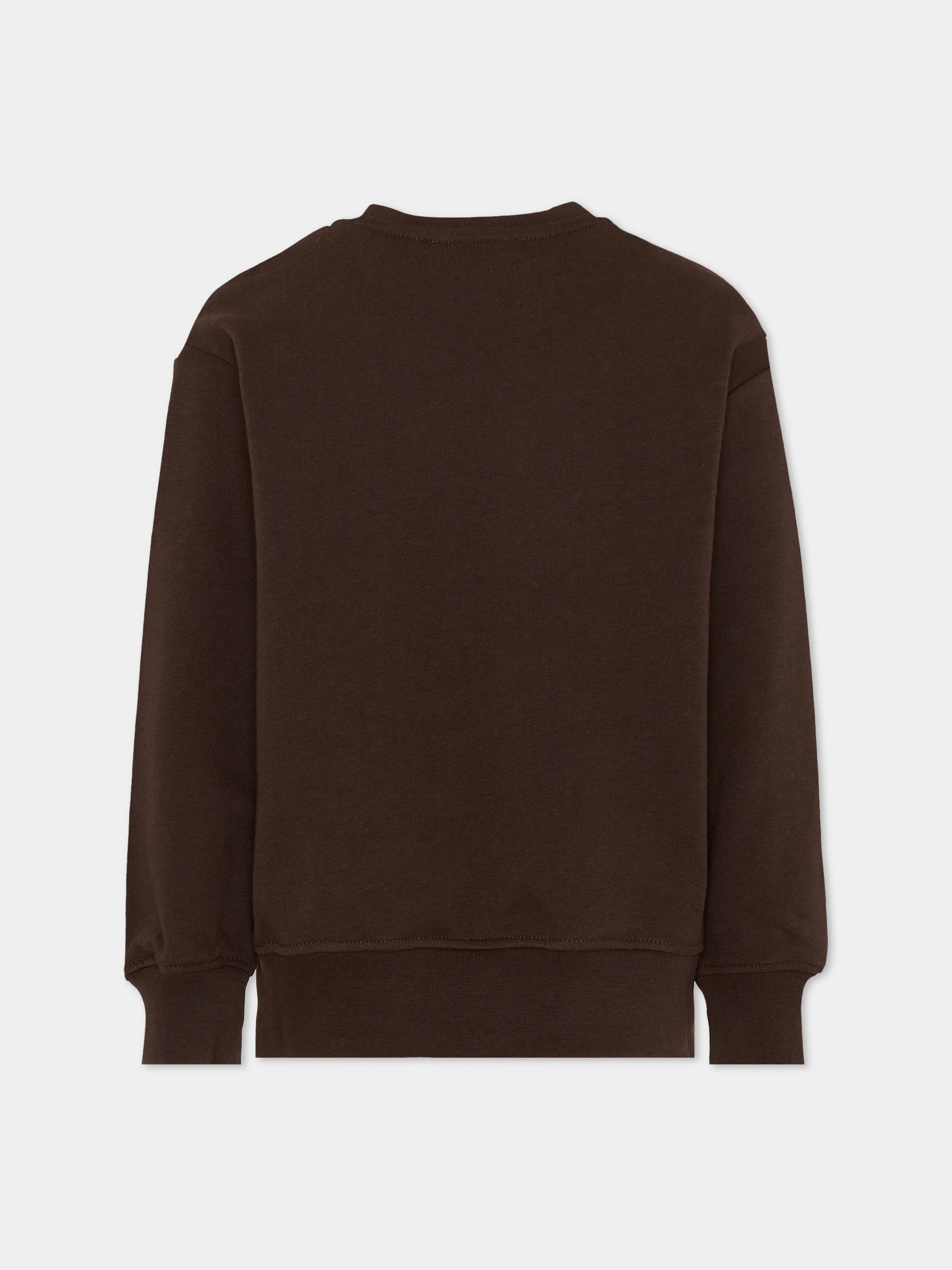 Felpa marrone per bambini con logo box,Msgm Kids,S6MSJUSW009 943