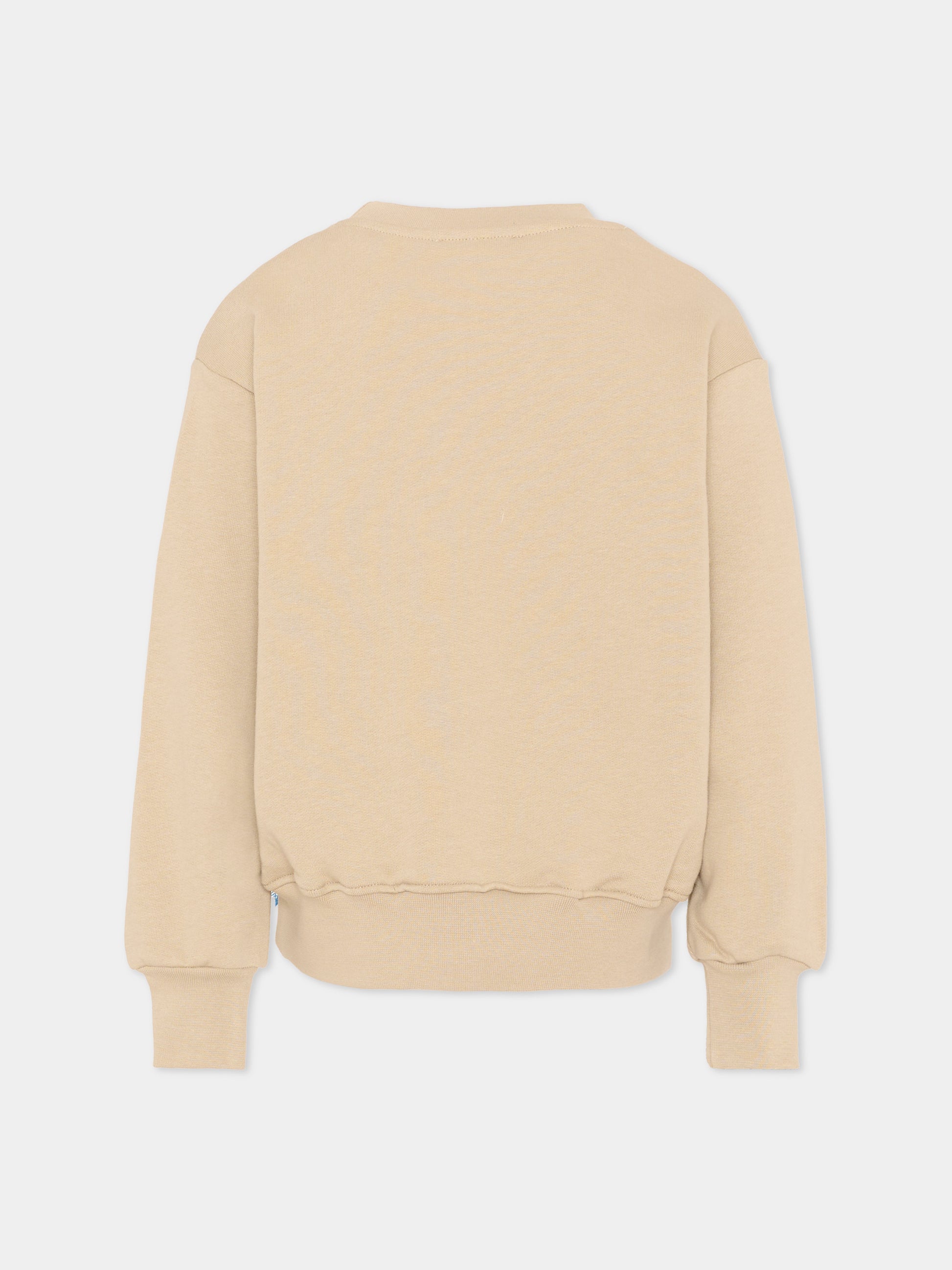 Felpa beige per bambini con logo,Msgm Kids,S6MSJUSW142 092