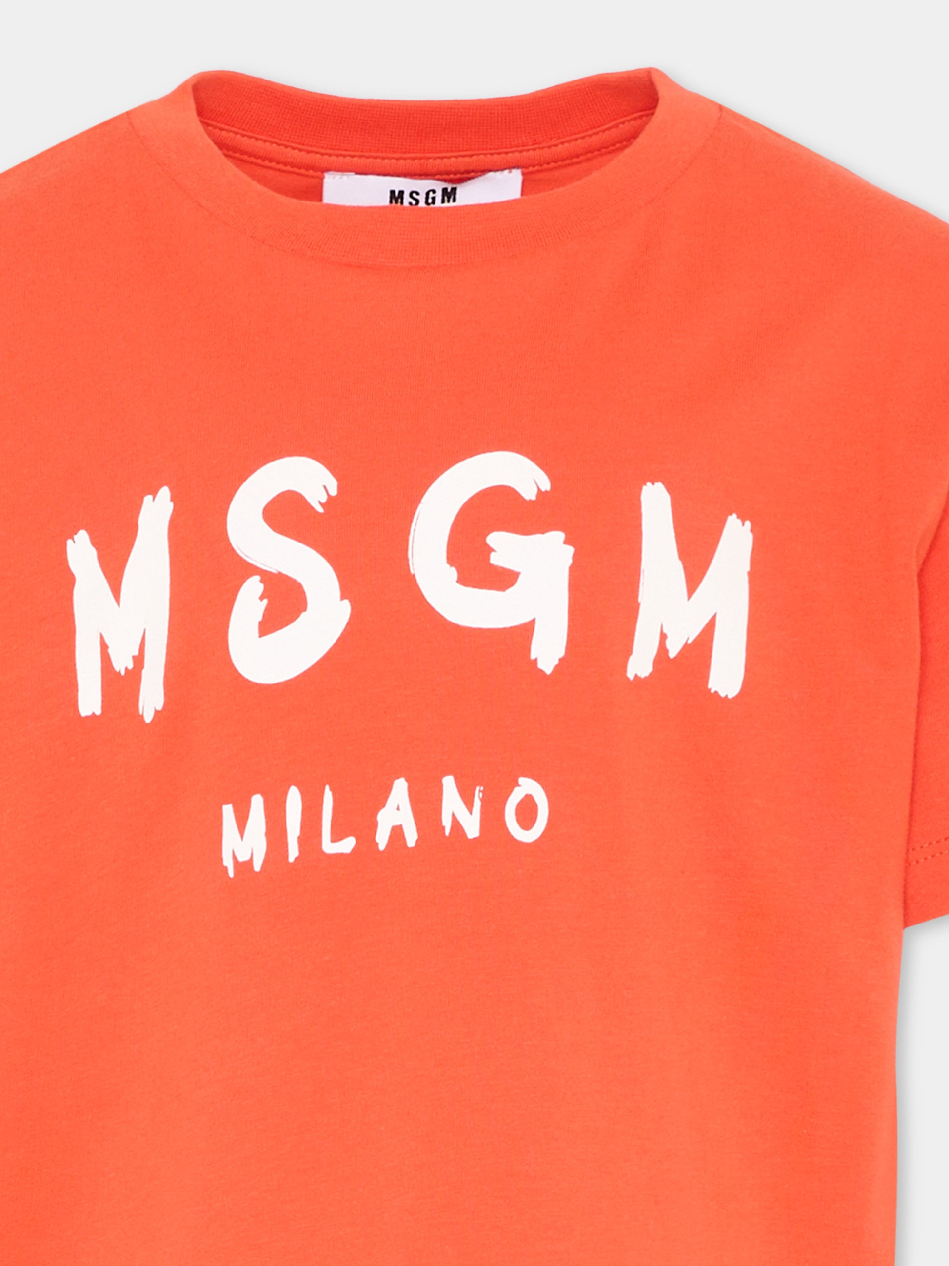 T-Shirt rossa per bambini con logo,Msgm Kids,S6MSJUTH001 MS074