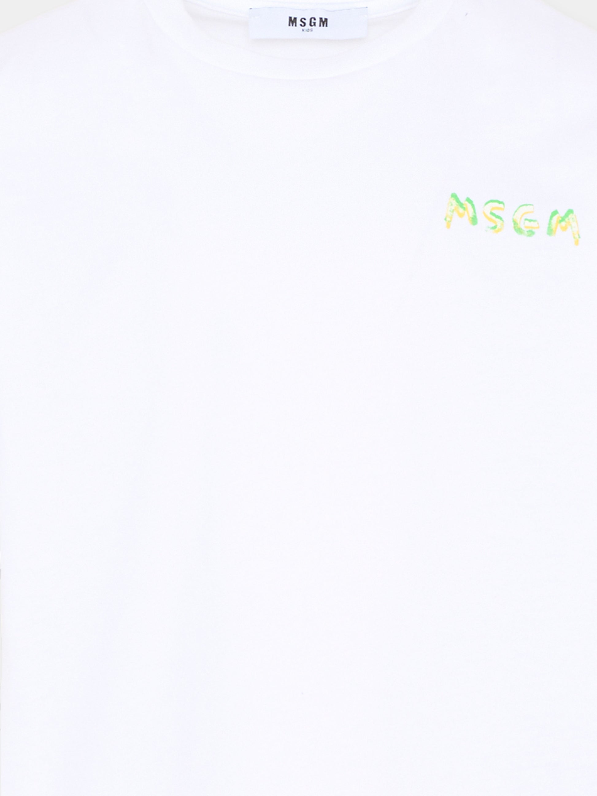 T-Shirt bianca per bambini con logo,Msgm Kids,S6MSJUTH003 001