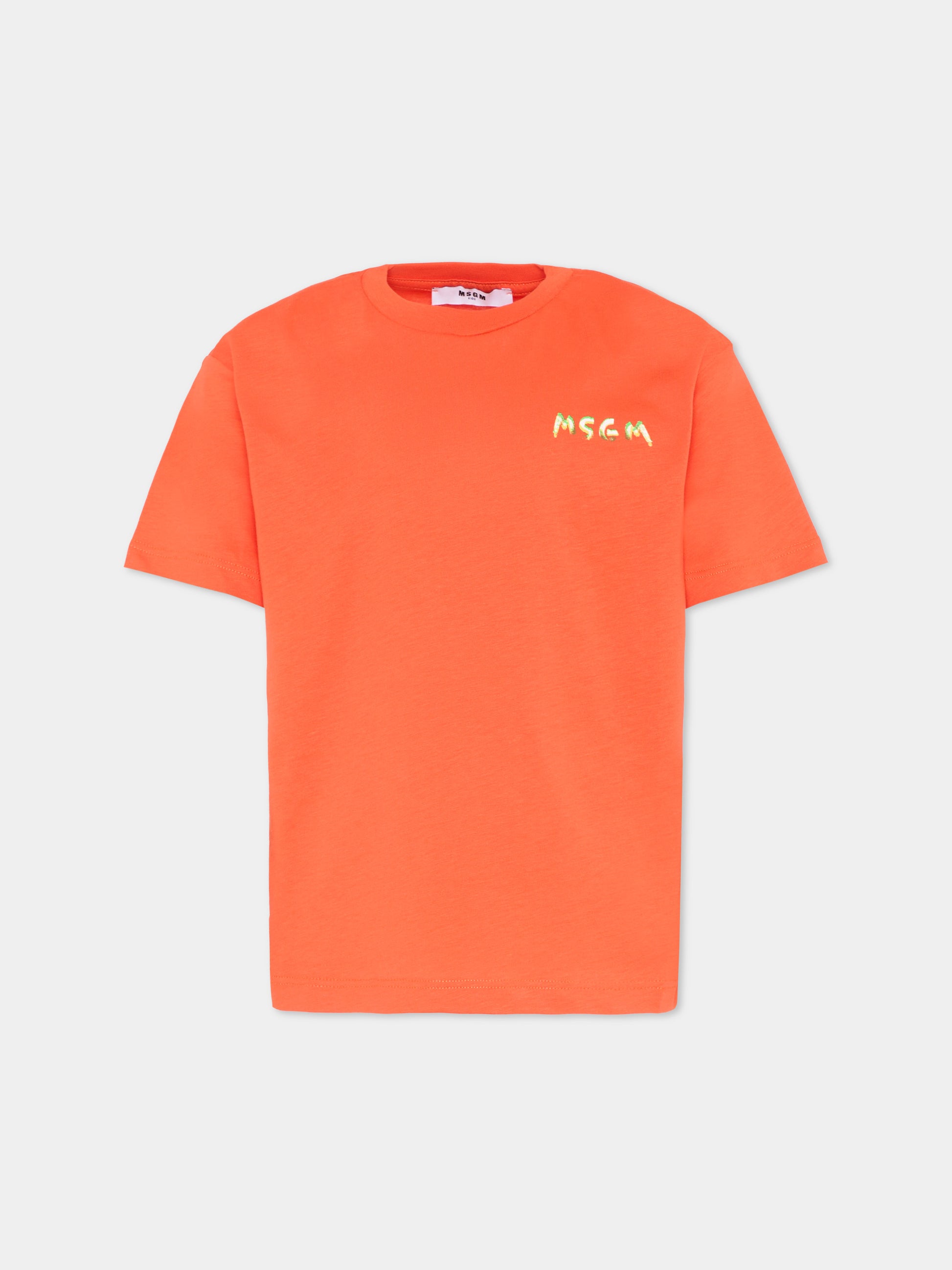 T-Shirt rossa per bambini con logo,Msgm Kids,S6MSJUTH003 MS074