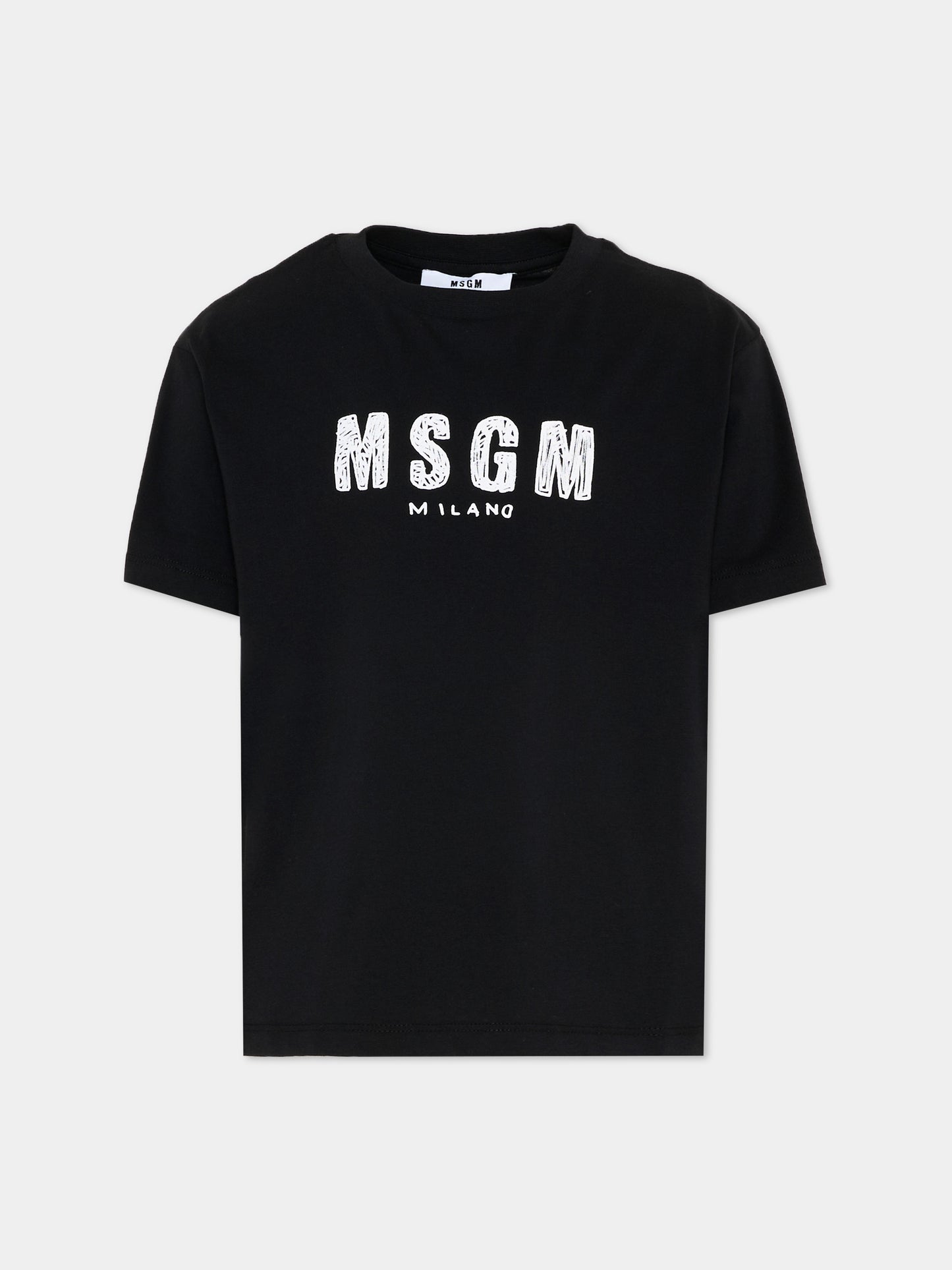 T-Shirt nera per bambini con logo,Msgm Kids,S6MSJUTH004 110
