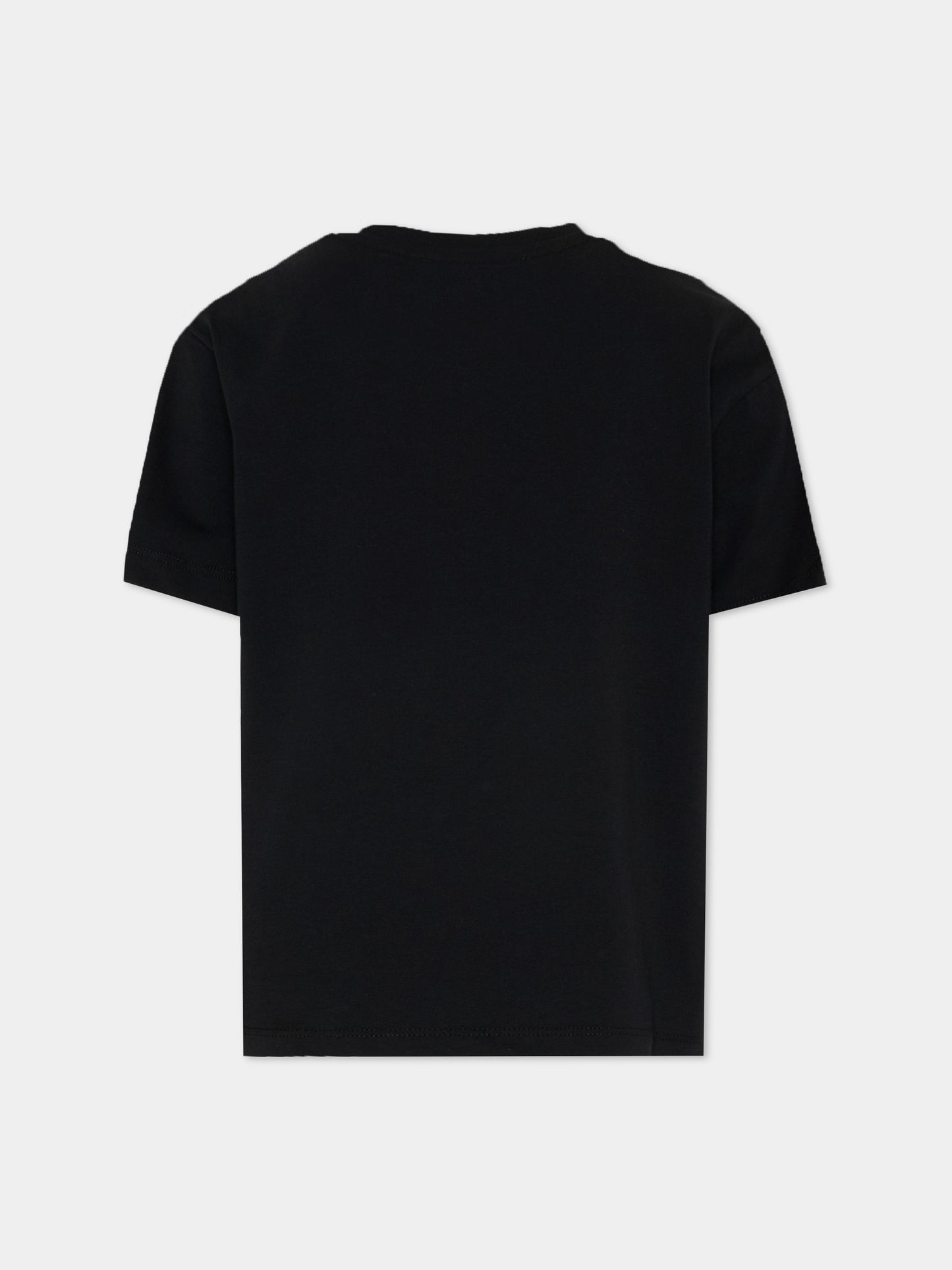 T-Shirt nera per bambini con logo,Msgm Kids,S6MSJUTH004 110