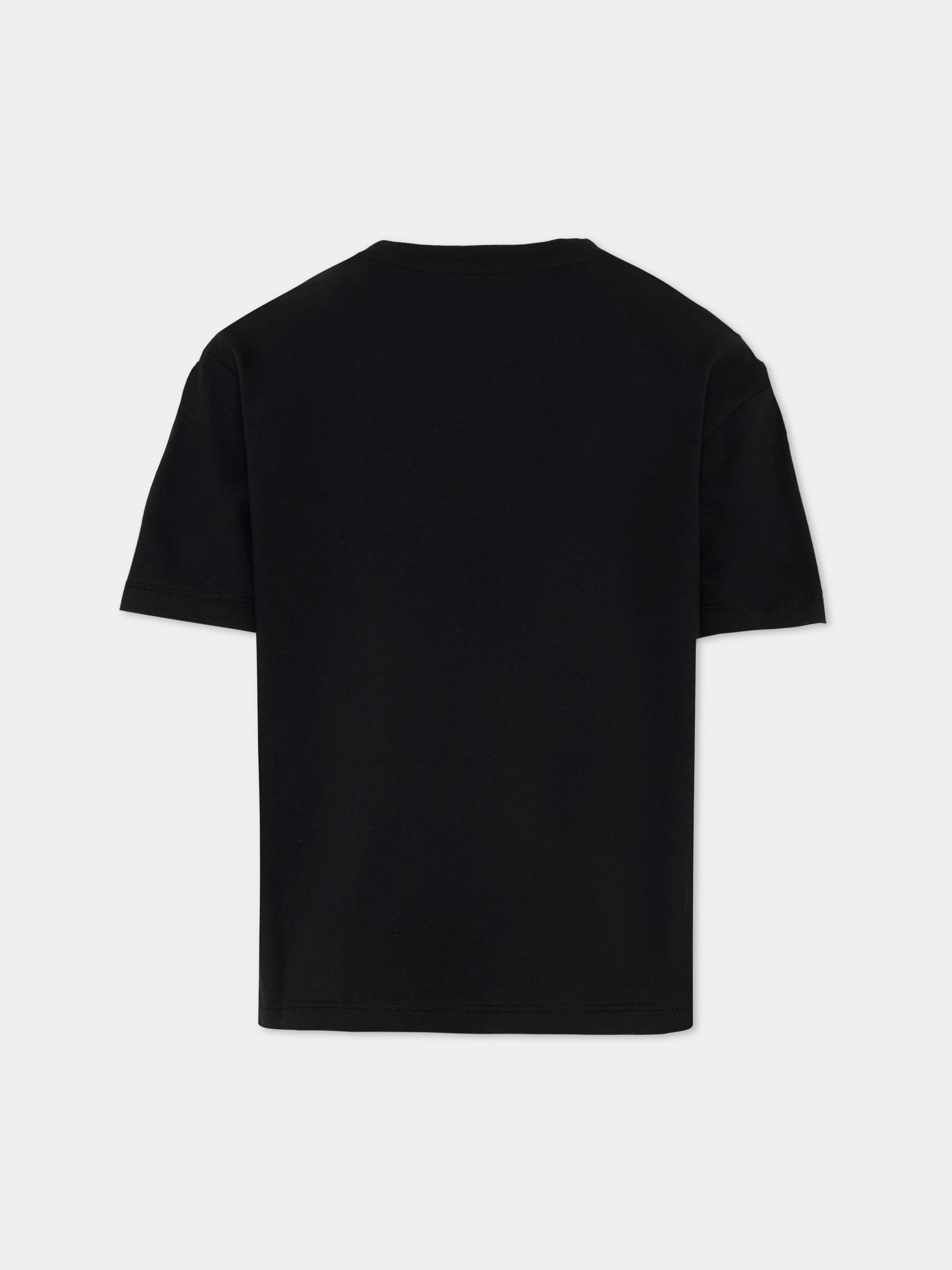 T-Shirt nera per bambina con logo box,Msgm Kids,S6MSJUTH005 110/88