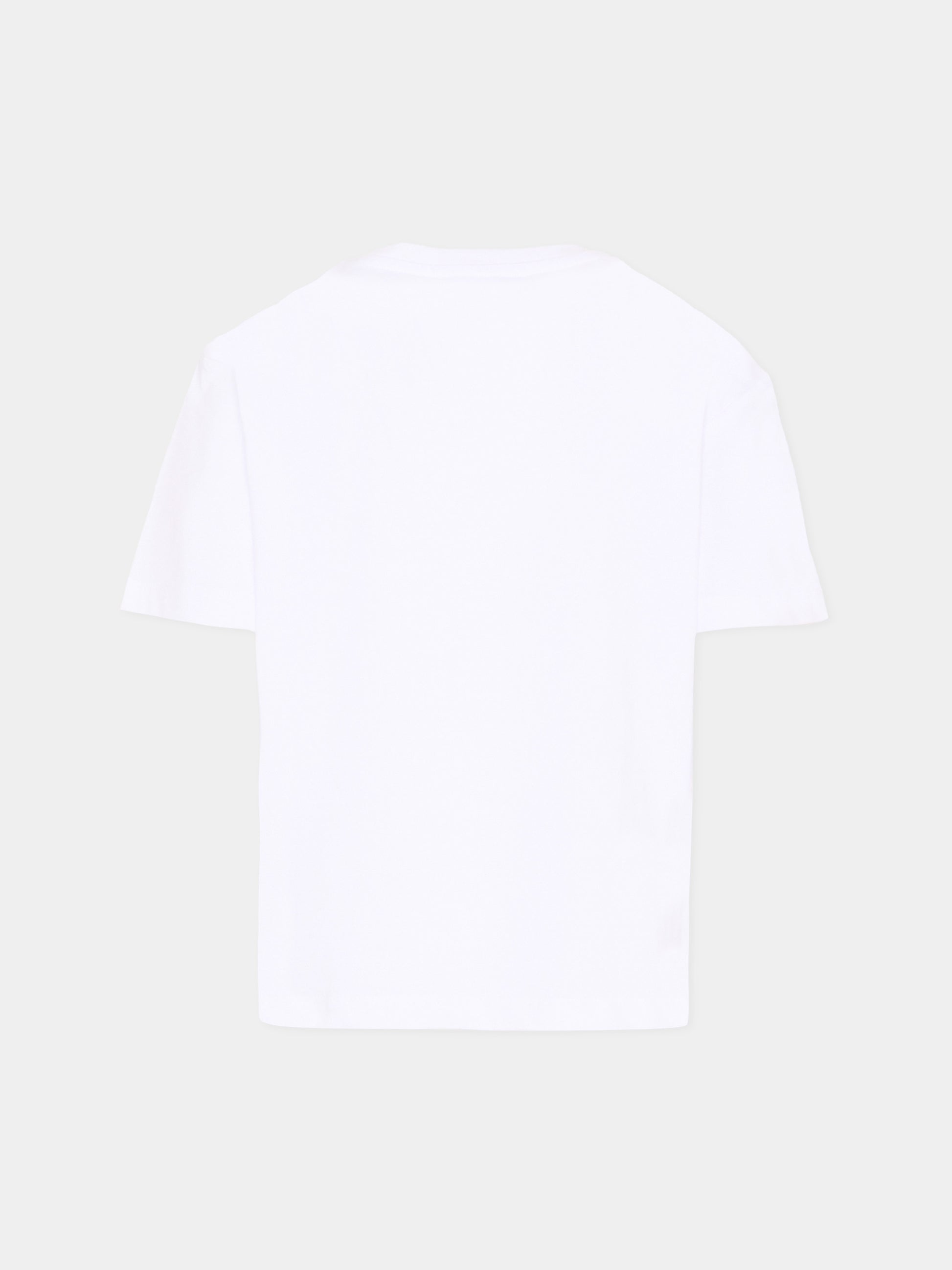 T-Shirt bianca per bambini con logo box,Msgm Kids,S6MSJUTH005 001