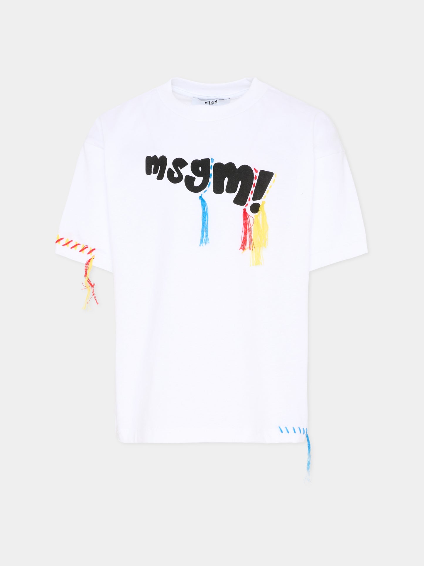 T-Shirt bianca per bambini con logo,Msgm Kids,S6MSJUTH136 001