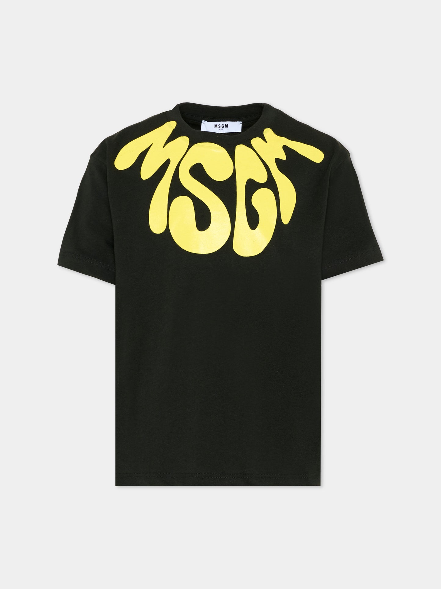 T-Shirt nera per bambini con logo,Msgm Kids,S6MSJUTH222 MS040