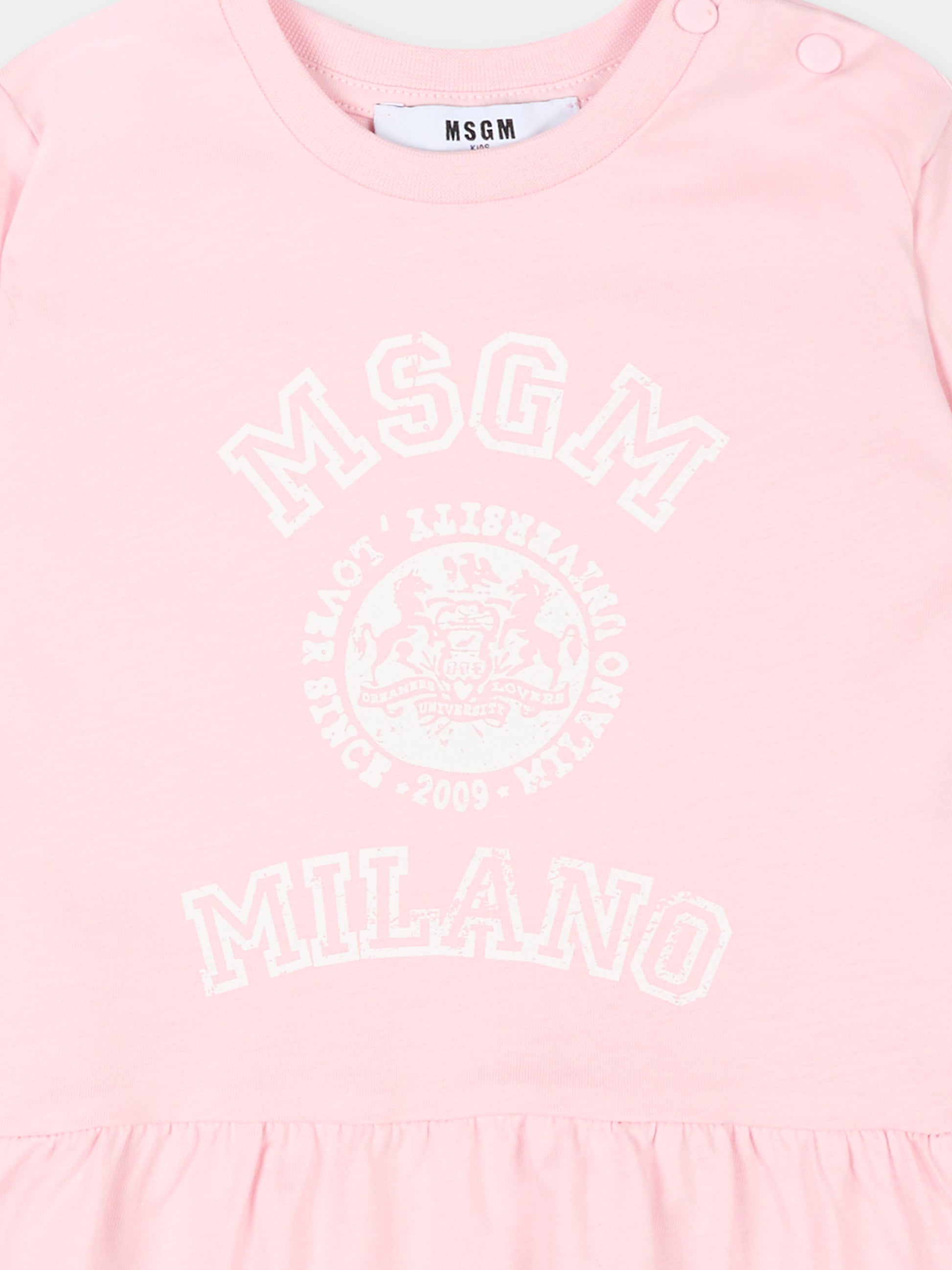 Vestito rosa per neonata con logo,Msgm Kids,S6MSNGDR275 MS076