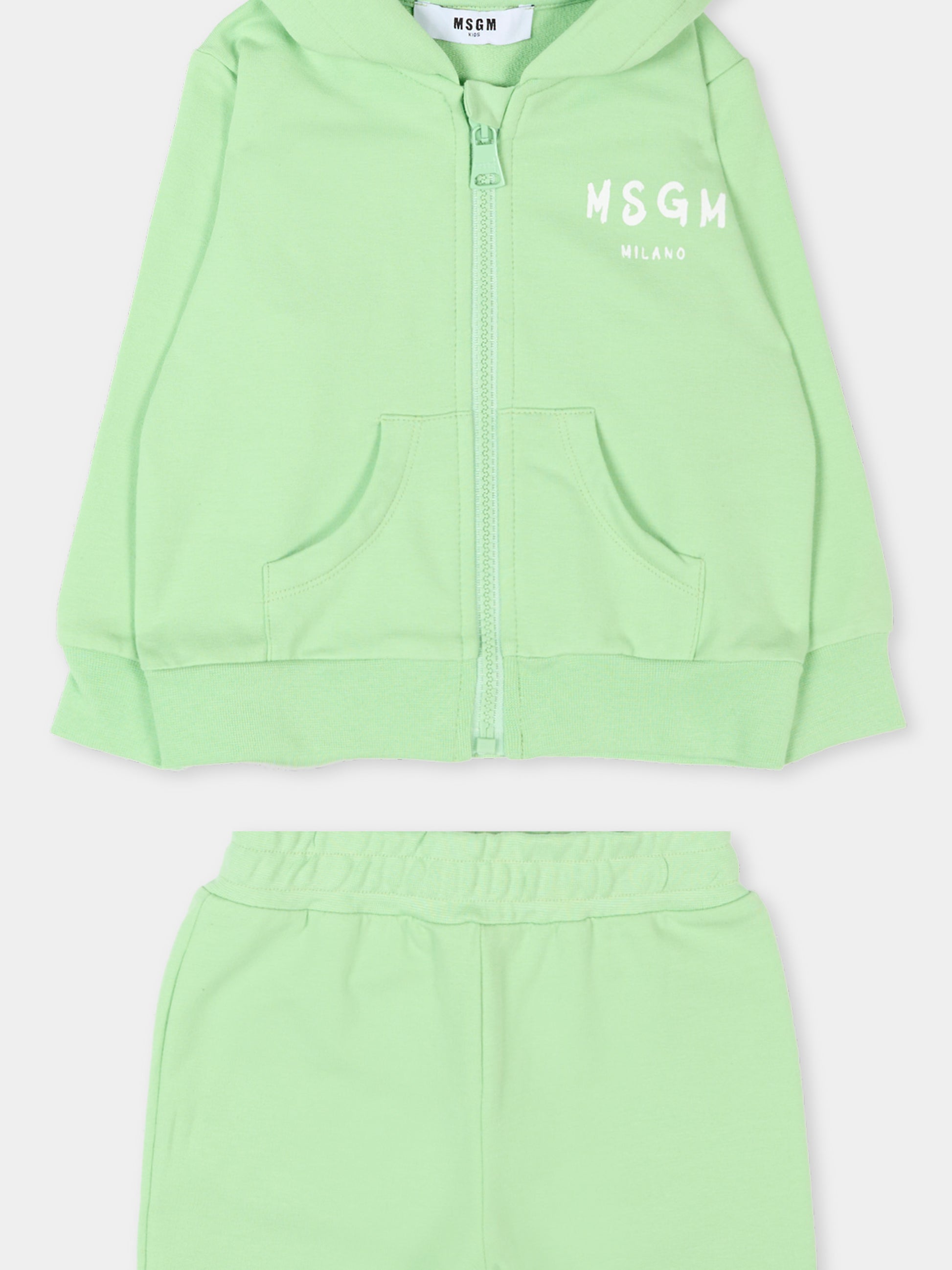 Completo sportivo verde per neonati con logo,Msgm Kids,S6MSUNSF265 MS077
