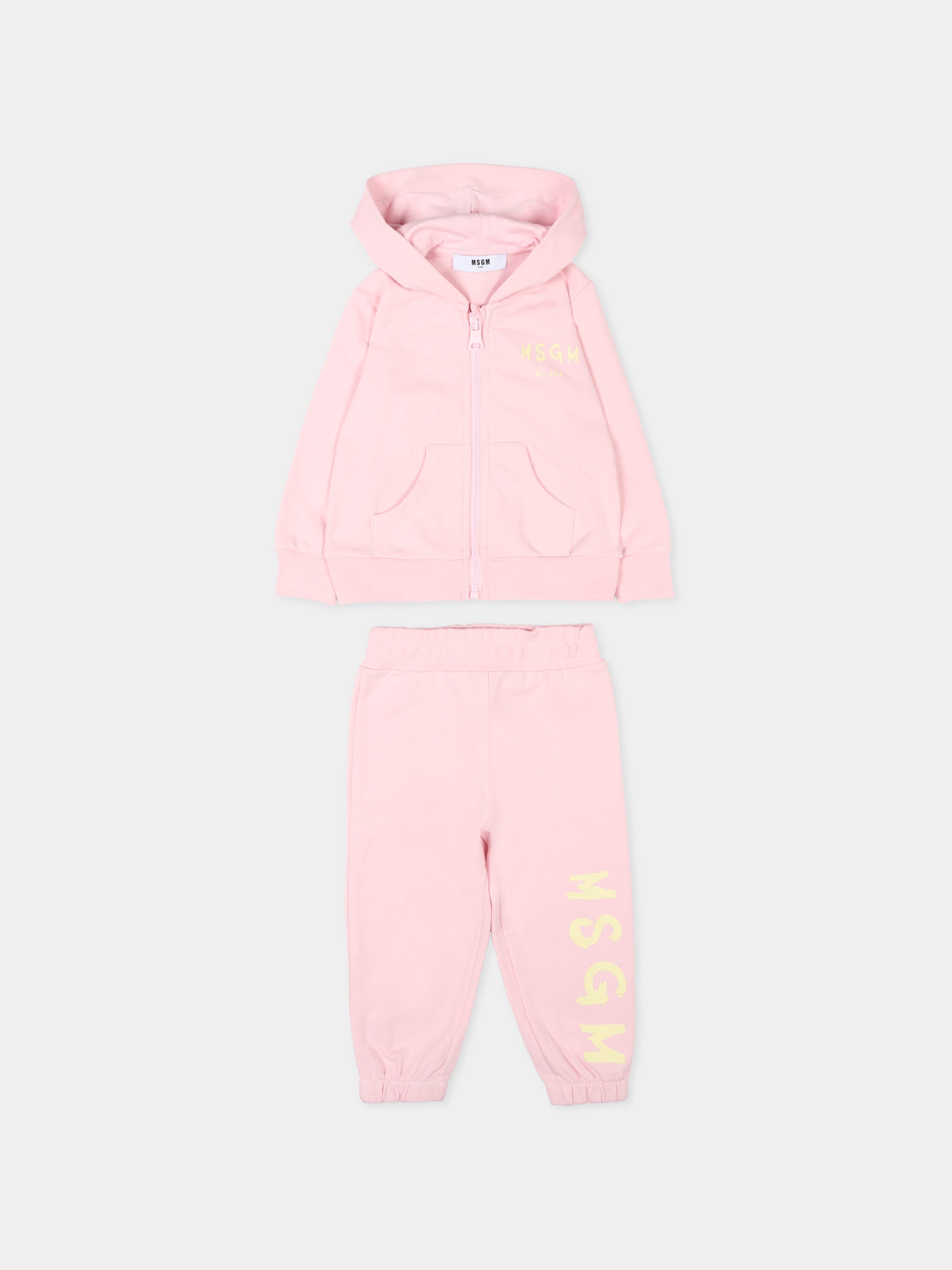 Completo sportivo rosa per neonata con logo,Msgm Kids,S6MSUNSF265 MS076