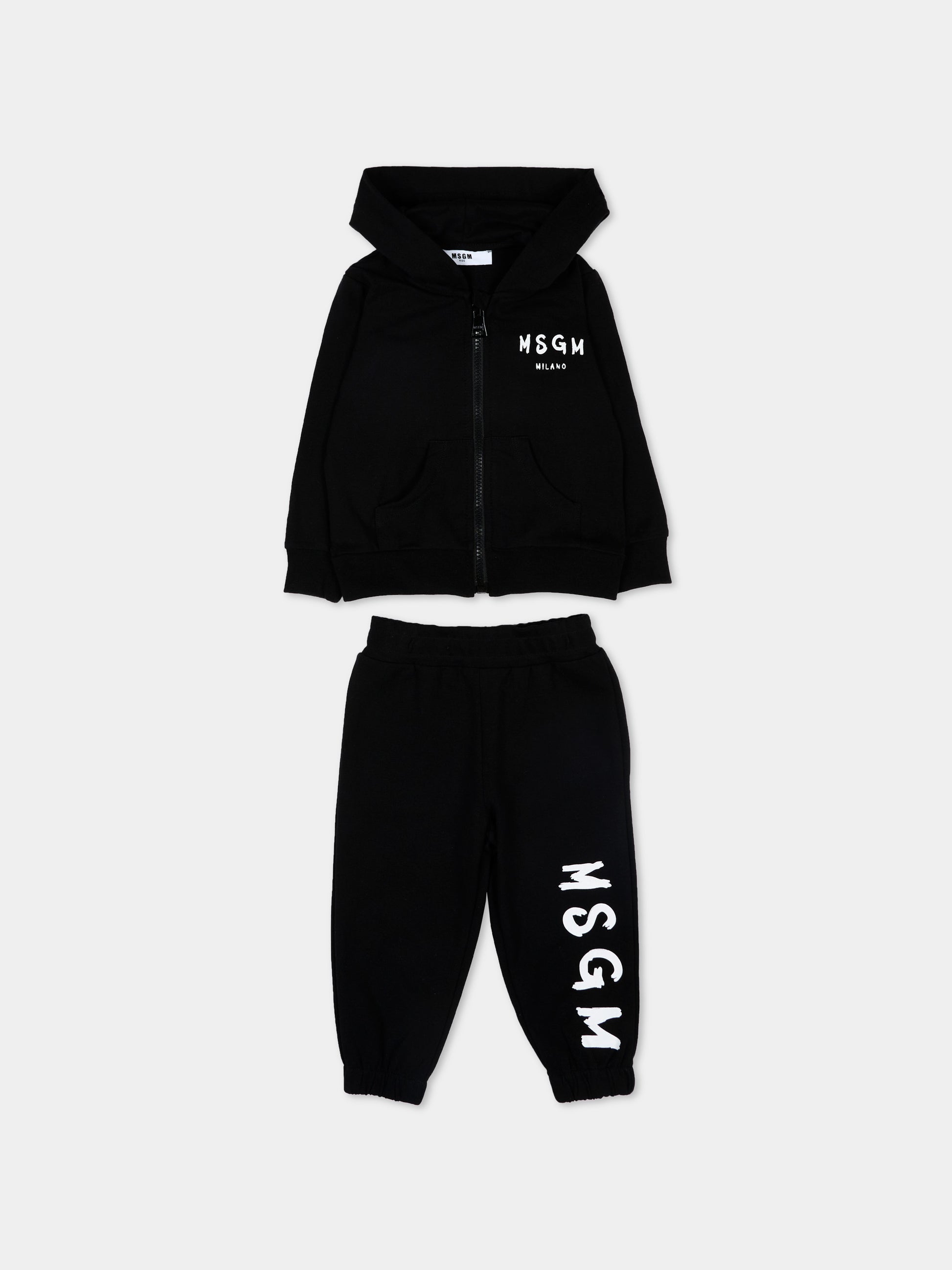 Completo sportivo nero per neonati con logo,Msgm Kids,S6MSUNSF265 110