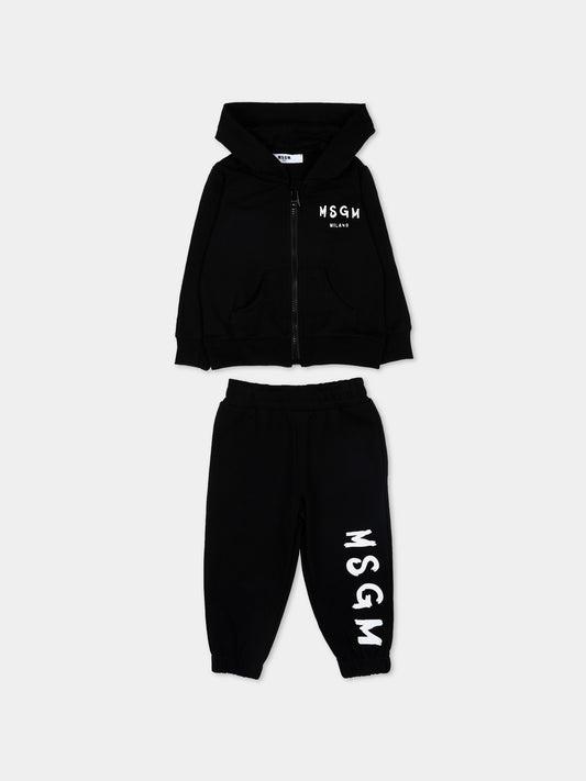 Completo sportivo nero per neonati con logo,Msgm Kids,S6MSUNSF265 110