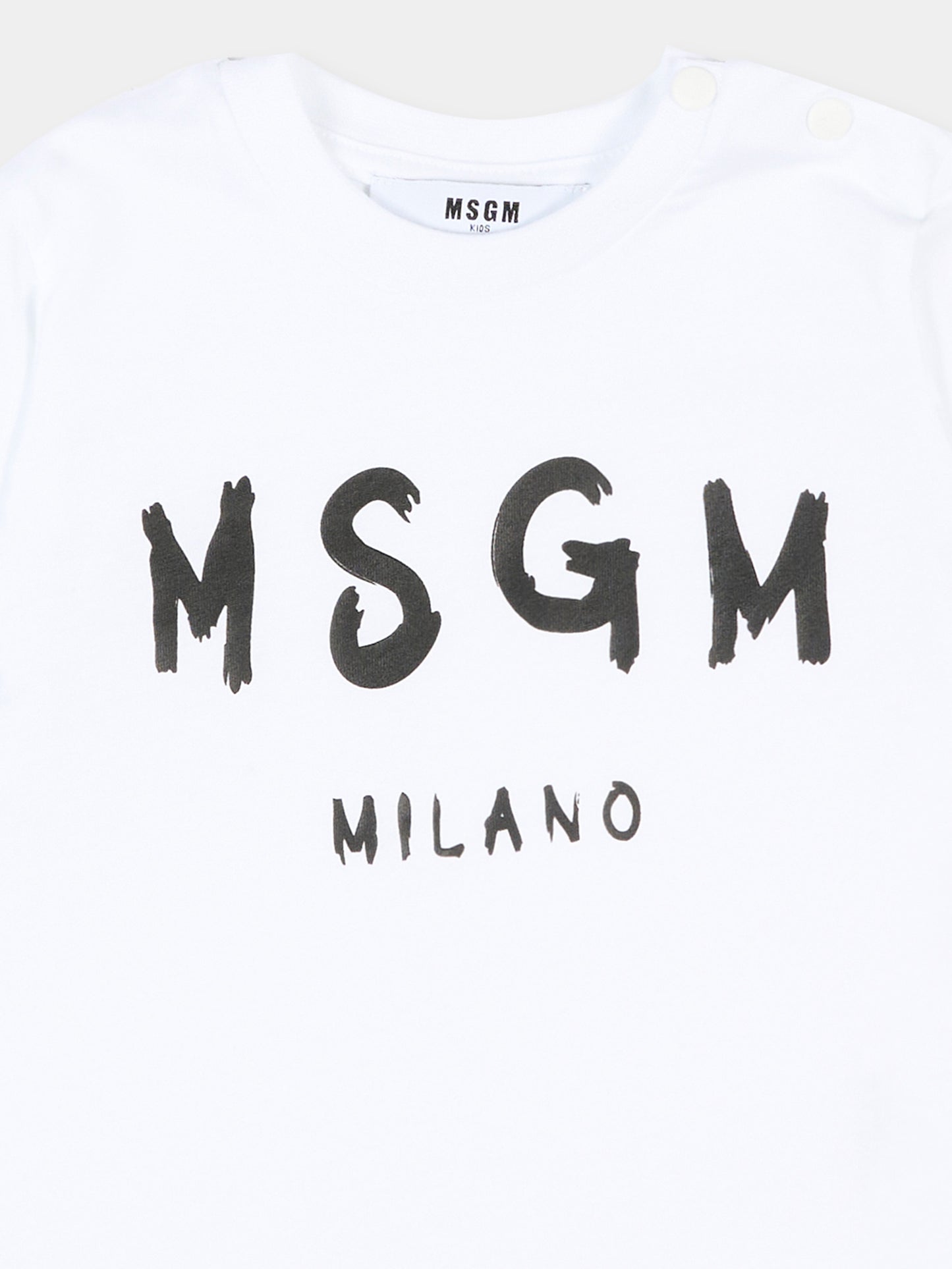T-Shirt bianca per neonati con logo,Msgm Kids,S6MSUNTH266 001