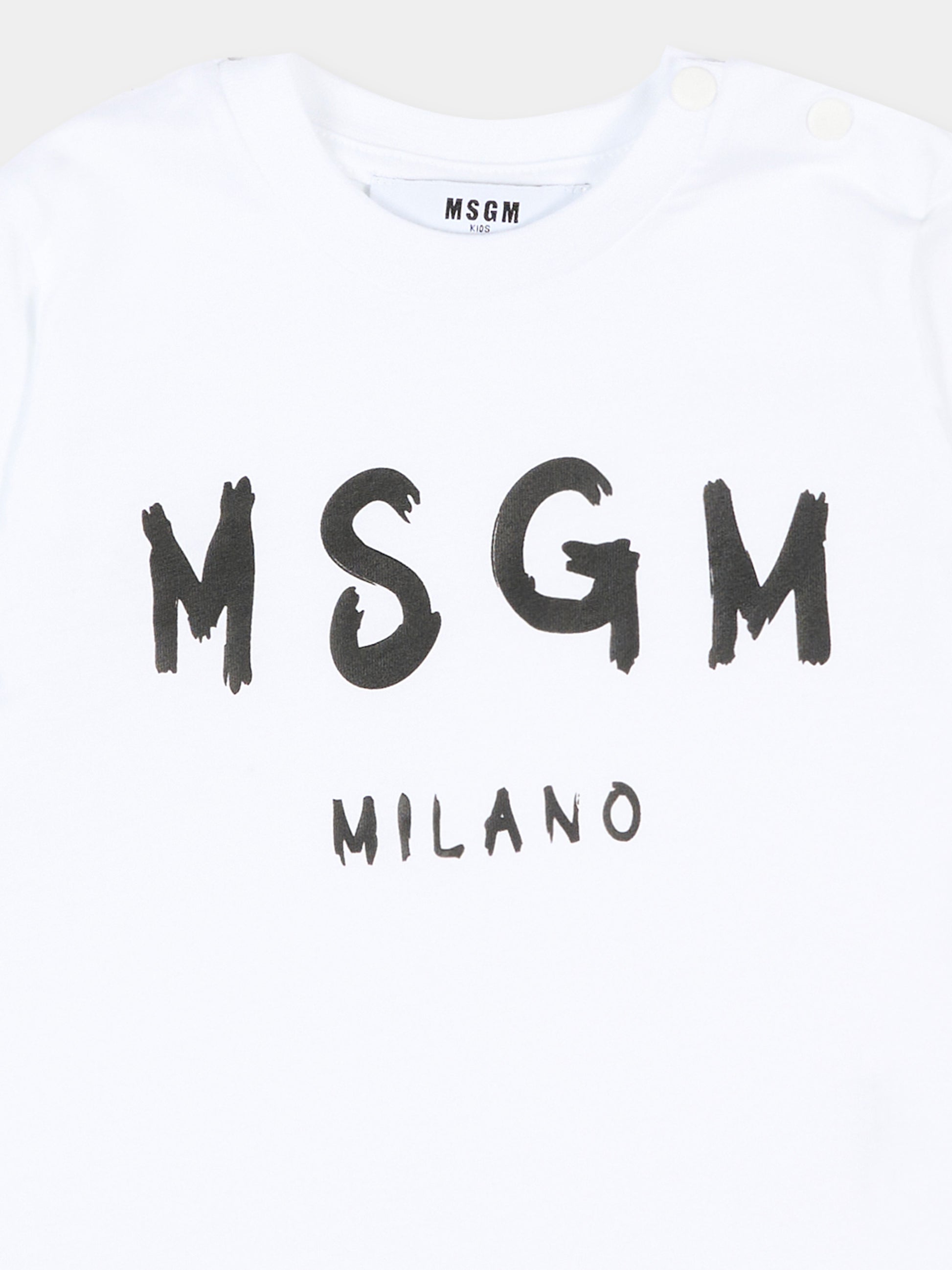 T-Shirt bianca per neonati con logo,Msgm Kids,S6MSUNTH266 001