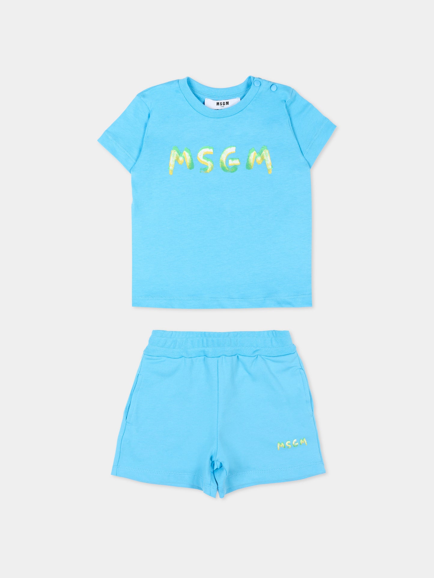 Completo sportivo blu per neonati con logo,Msgm Kids,S6MSUNTR263 MS073