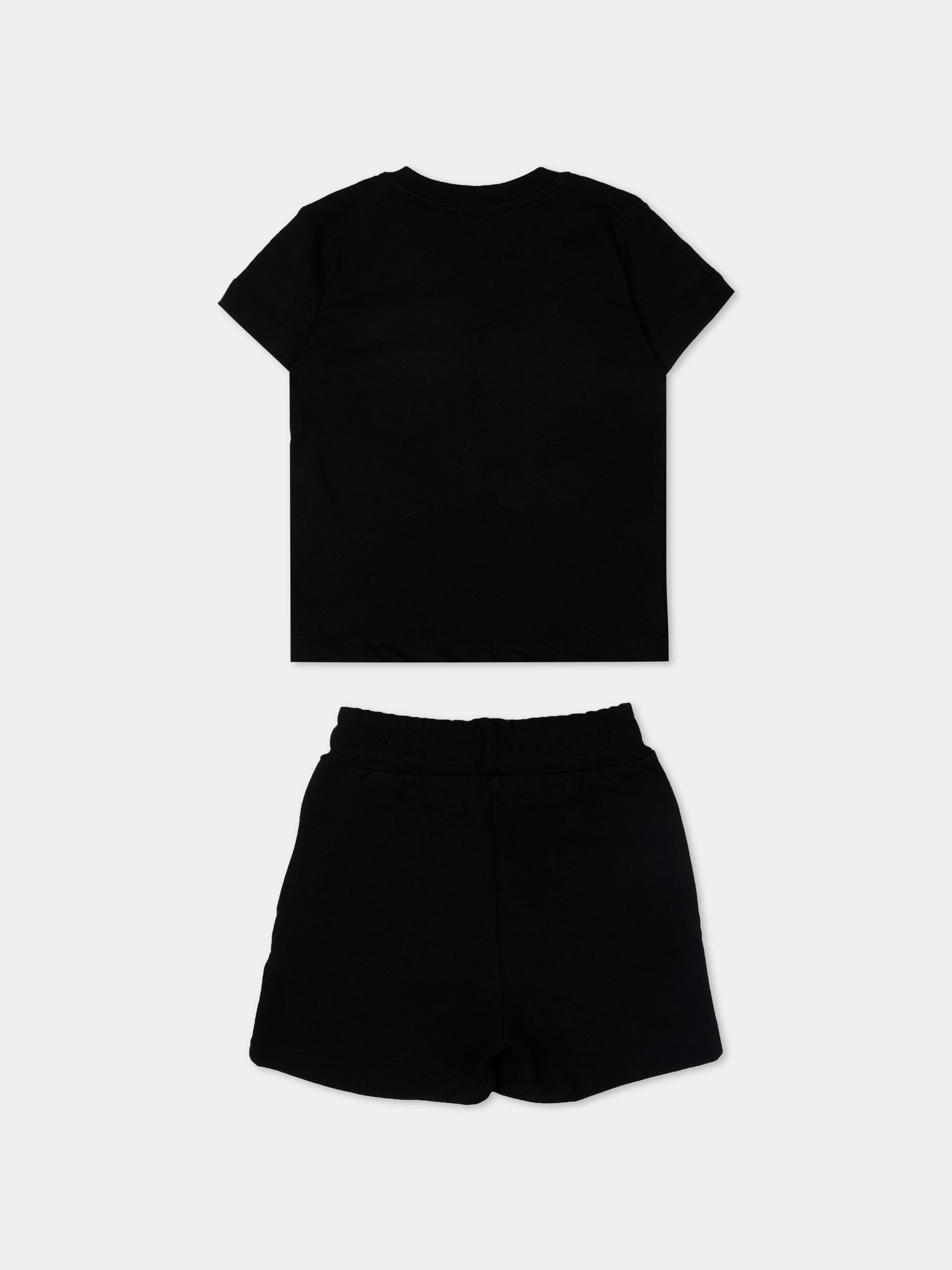 T-Shirt nera per neonati con logo,Msgm Kids,S6MSUNTR264 110