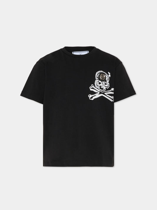 T-shirt nera per bambina con gelato di strass,Philipp Plein Junior,S6PHJBTH045 110