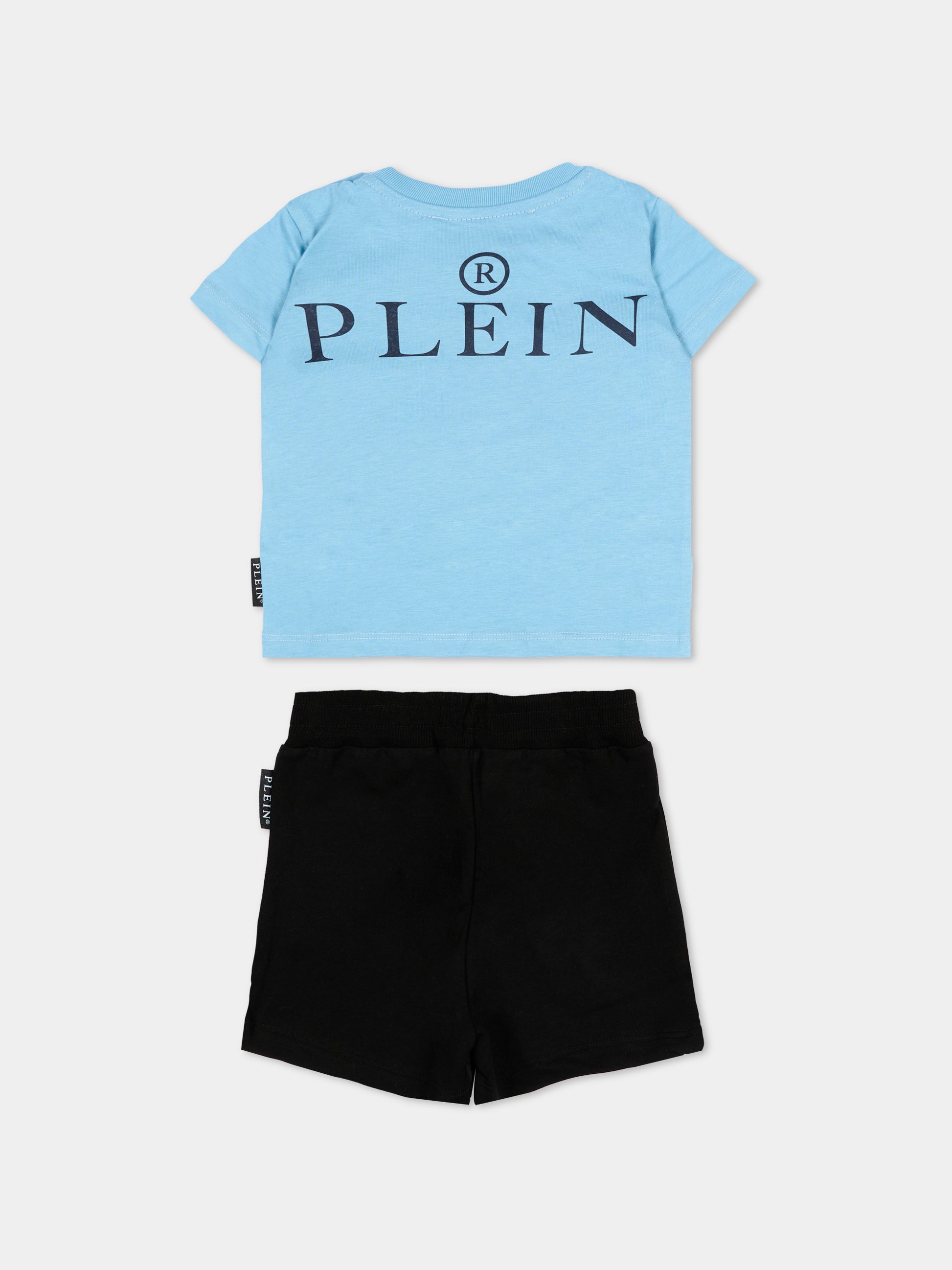 Completo sportivo azzurro per neonato con logo,Philipp Plein Junior,S6PHNBTS135 958