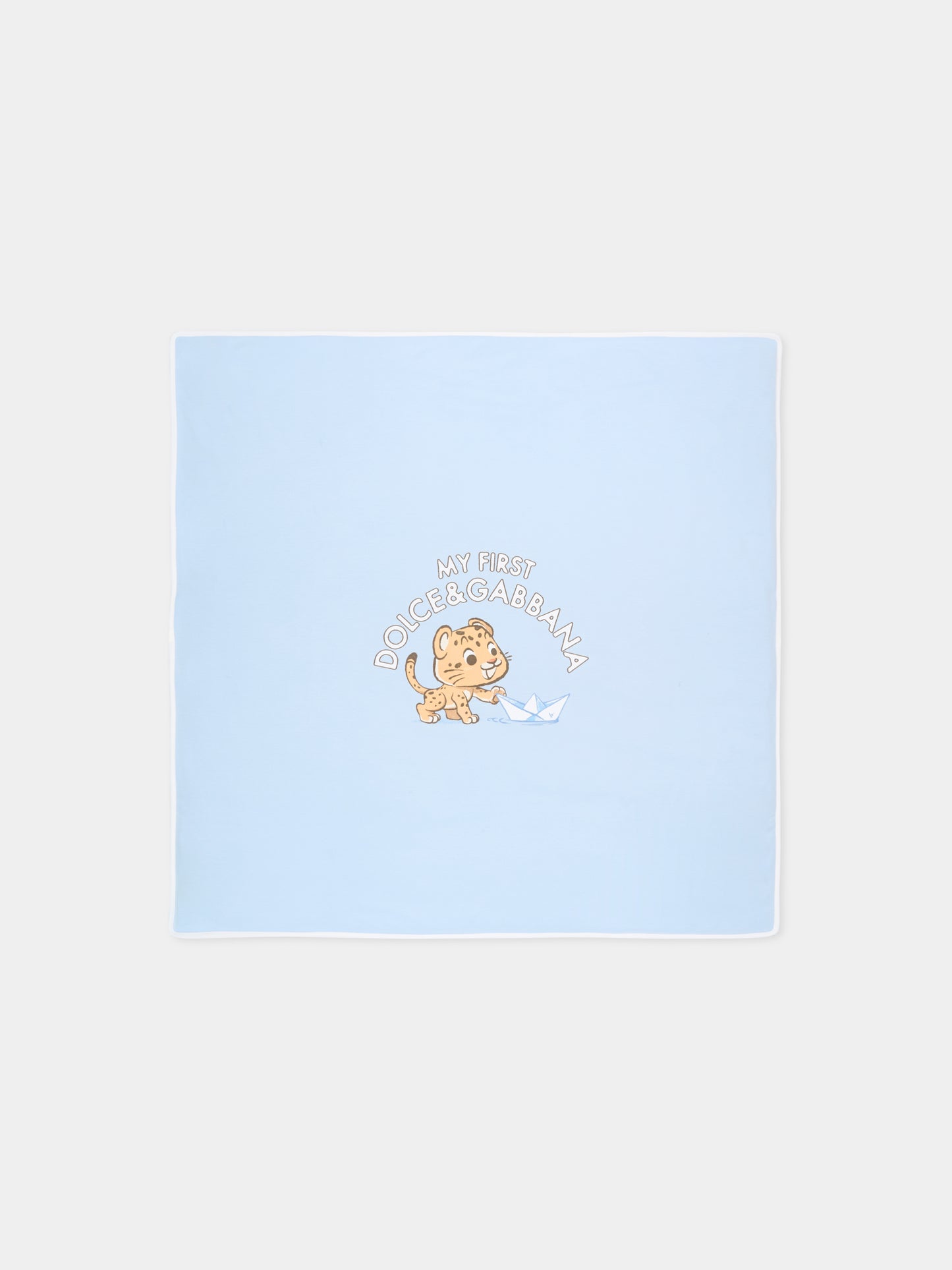 Coperta celeste per neonato con leopardo,Dolce & Gabbana Kids,LNJA88 G7PNK S9000