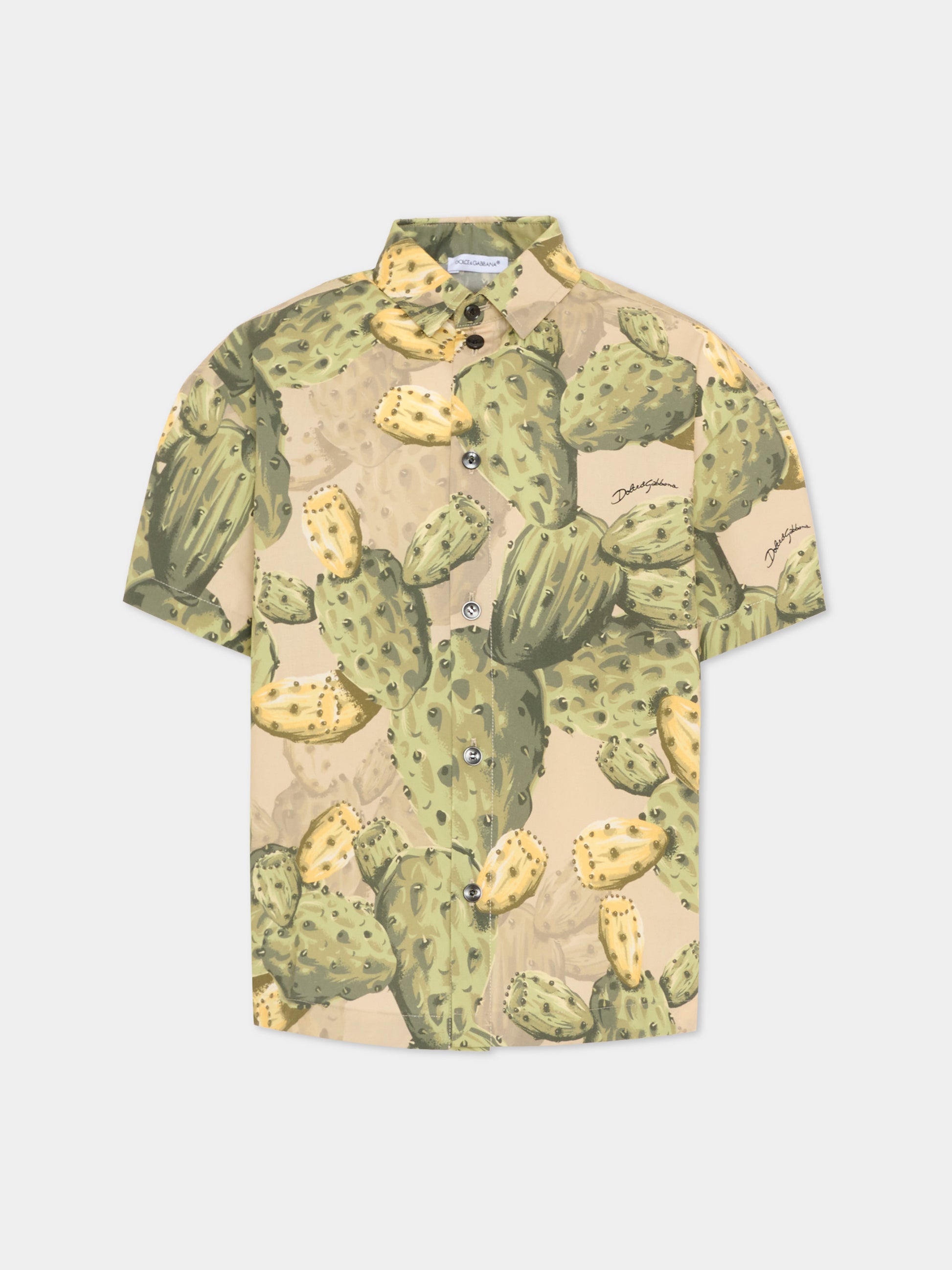 Camicia multicolor per bambino con fichi d’India,Dolce & Gabbana Kids,L44S72 HS5UD HA5XN