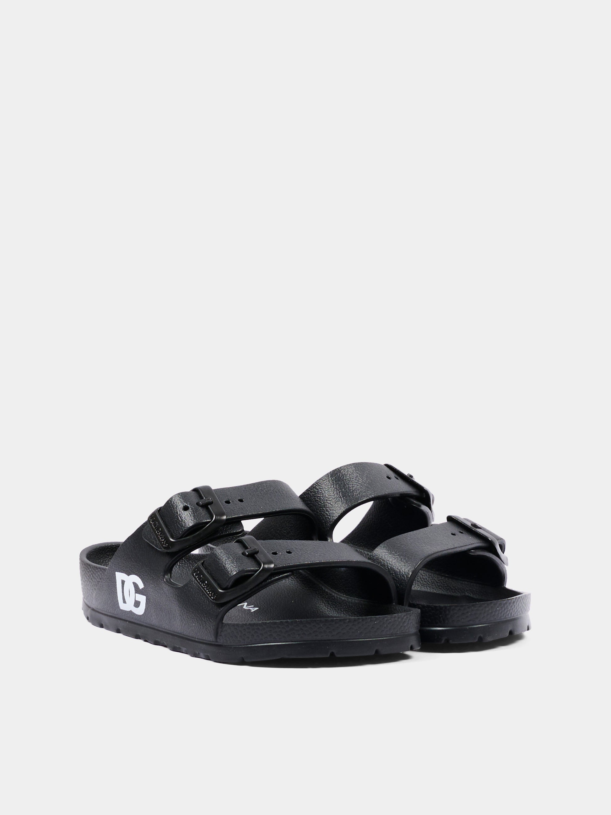 Ciabatte nere per bambini con logo,Dolce & Gabbana Kids,DD0324 A5103 80999