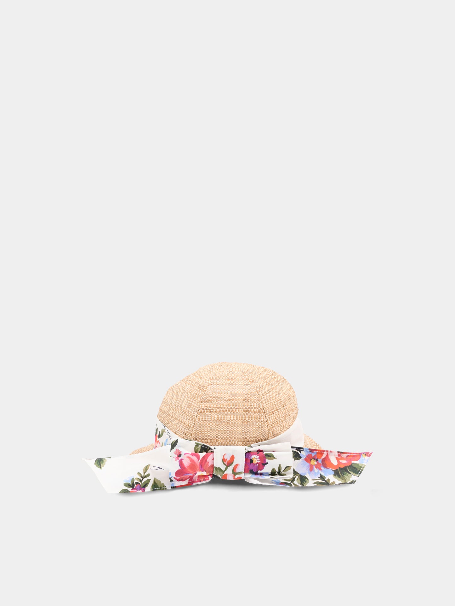 Cappello di paglia beige per bambina floreale,Dolce & Gabbana Kids,LB5H67 G7PWE S9000