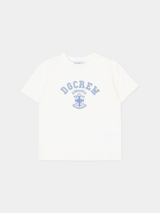 T-Shirt bianca per neonato con logo,Dolce & Gabbana Kids,L1JTEY G7PUD W0111