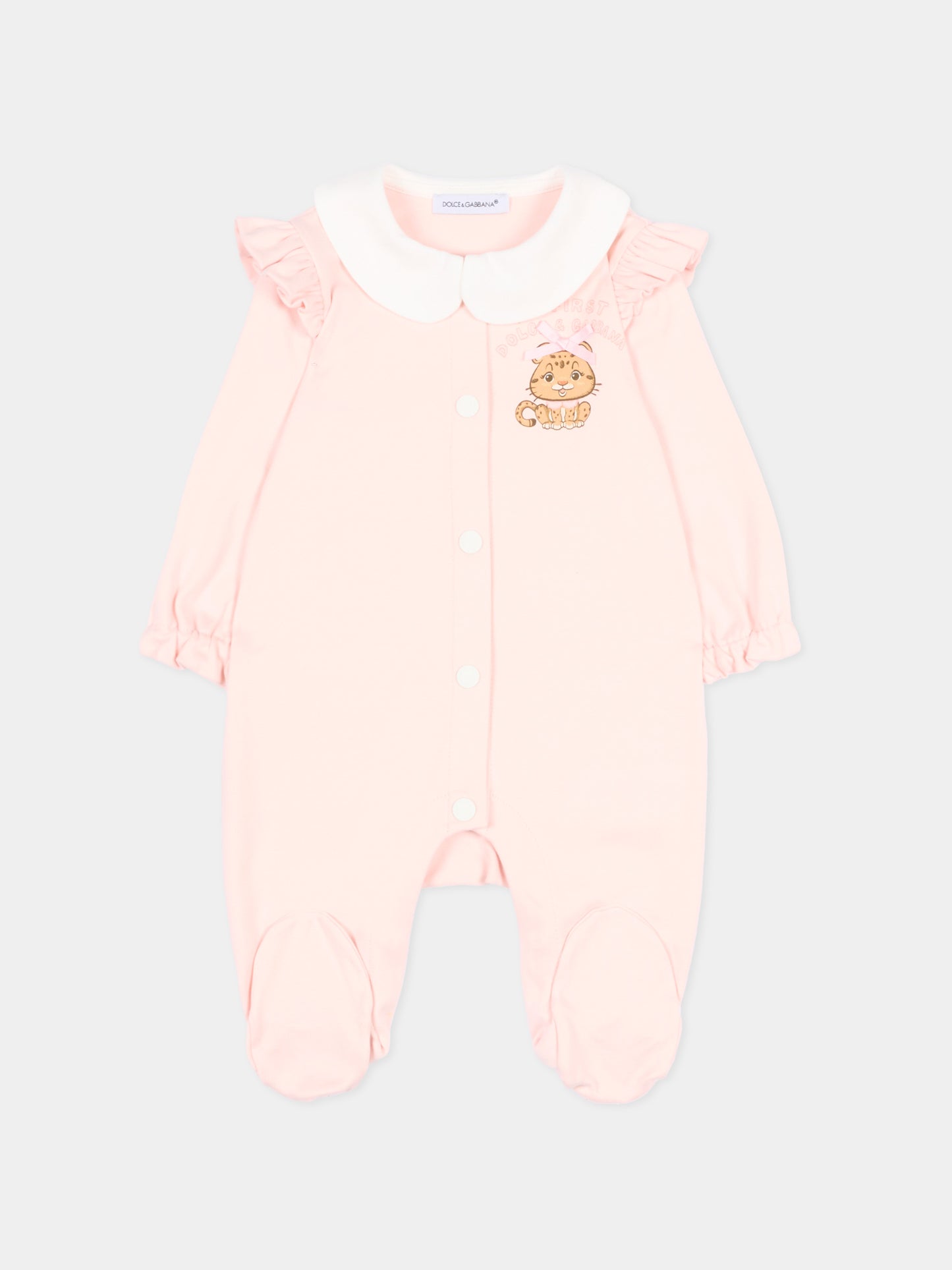 Set tutina rosa per neonata con logo,Dolce & Gabbana Kids,L2JO4T G7PNO S9000