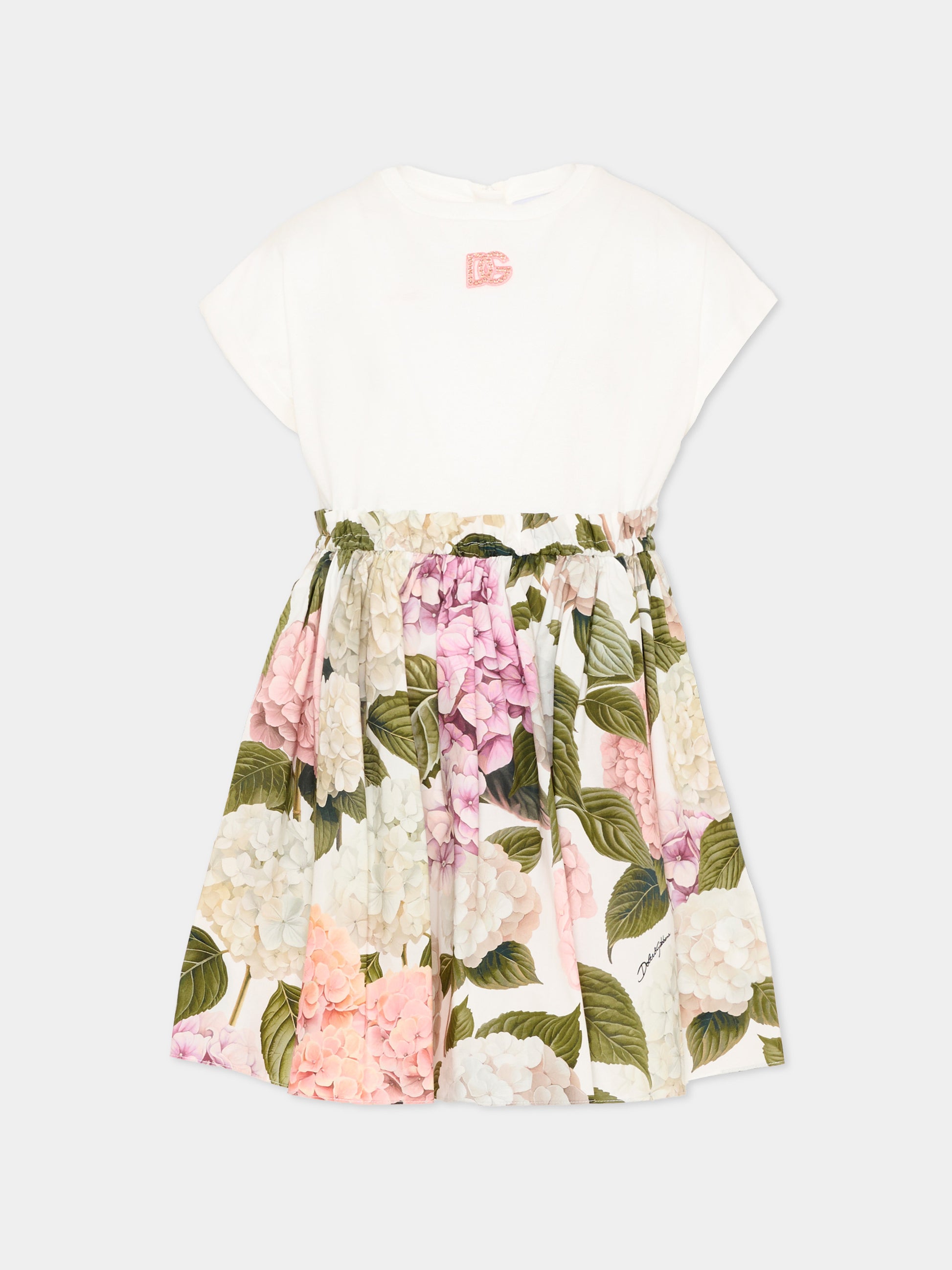 Vestito multicolor per bambina con stampa floreale,Dolce & Gabbana Kids,L5JDAU G7PQP S9000