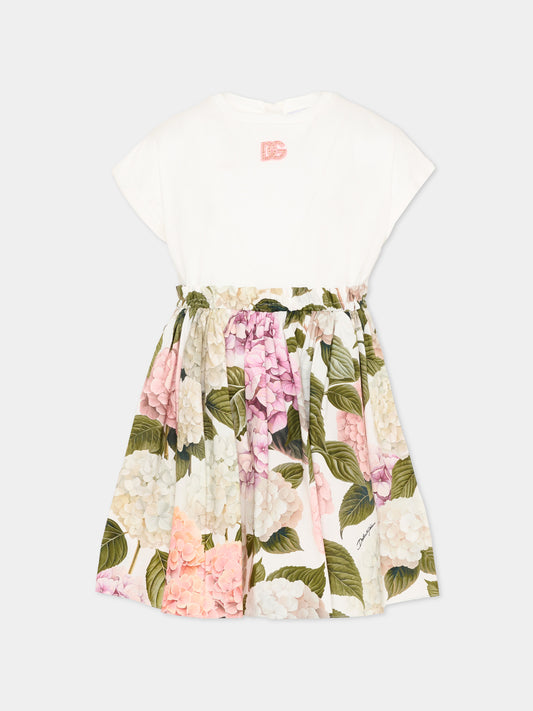 Vestito multicolor per bambina con stampa floreale,Dolce & Gabbana Kids,L5JDAU G7PQP S9000