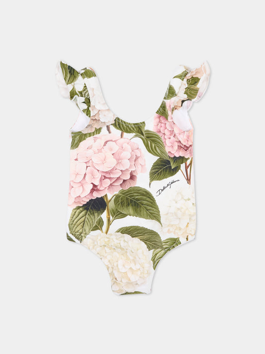 Costume intero multicolor per neonata floreale,Dolce & Gabbana Kids,L2J869 ON0CC HA5XG