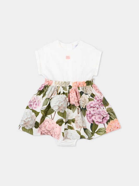 Vestito multicolor per neonata con stampa floreale,Dolce & Gabbana Kids,L2JDAU G7PQP S9000