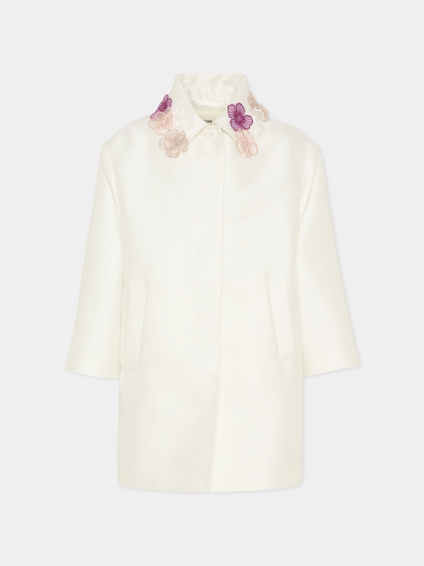 Manteau ivoire pour fille avec broderies