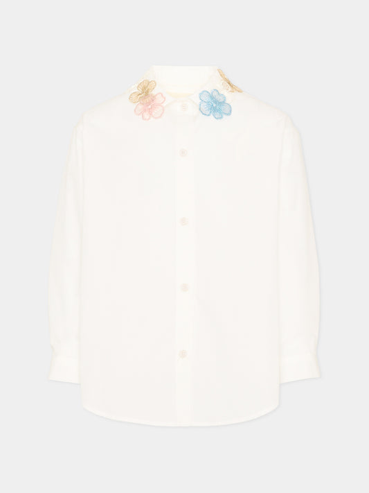 Camicia bianco per bambina con fiori,Simonetta,SY5A20-P0013 101MC