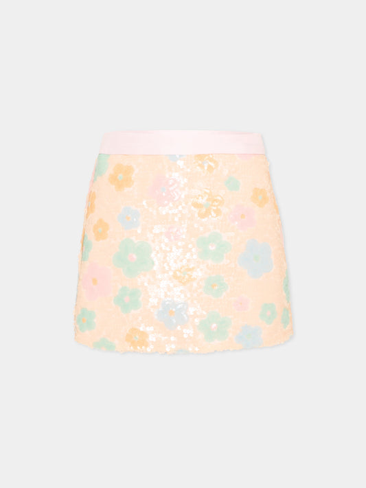 Gonna rosa per bambina con paillettes,Simonetta,SY7A21-U0277 500MC