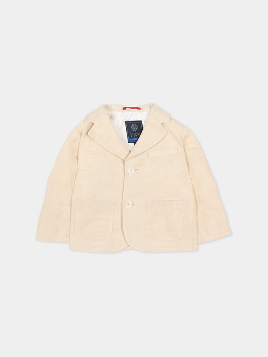 Veste beige pour bébé garçon avec logo
