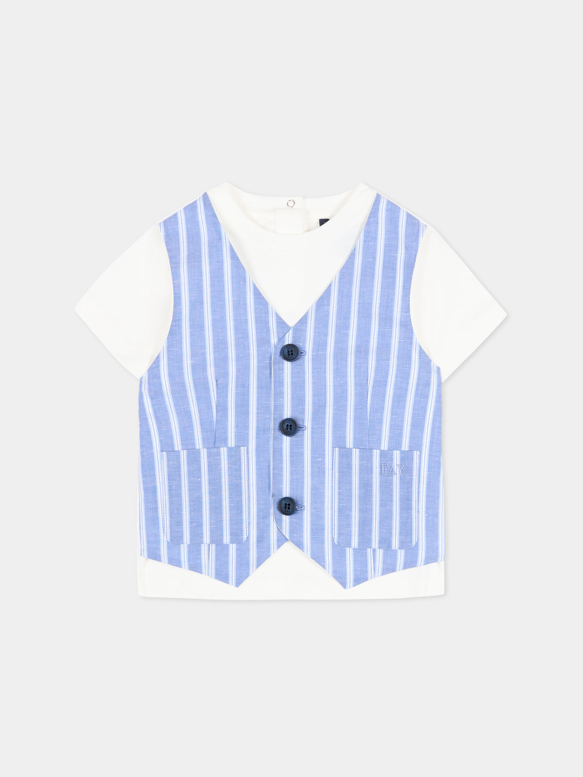 T-Shirt avorio con gilet per neonato,Fay Kids,FY8531 Z3708 101BL