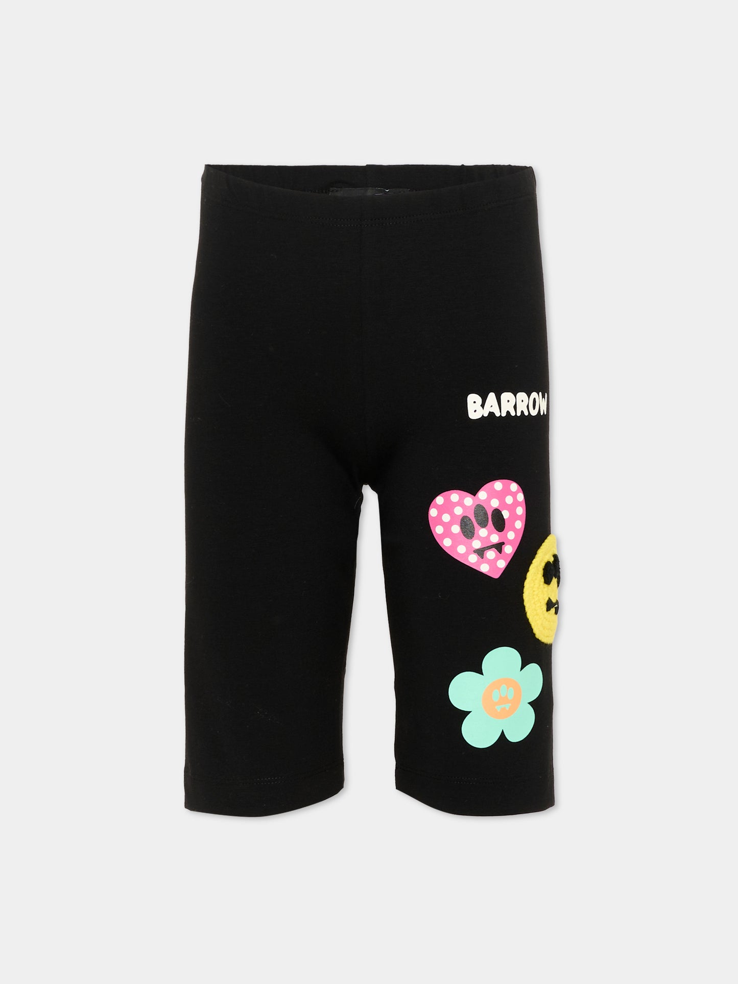 Shorts sportivi neri per bambina con smile,Barrow,S6BKJGCI144 110