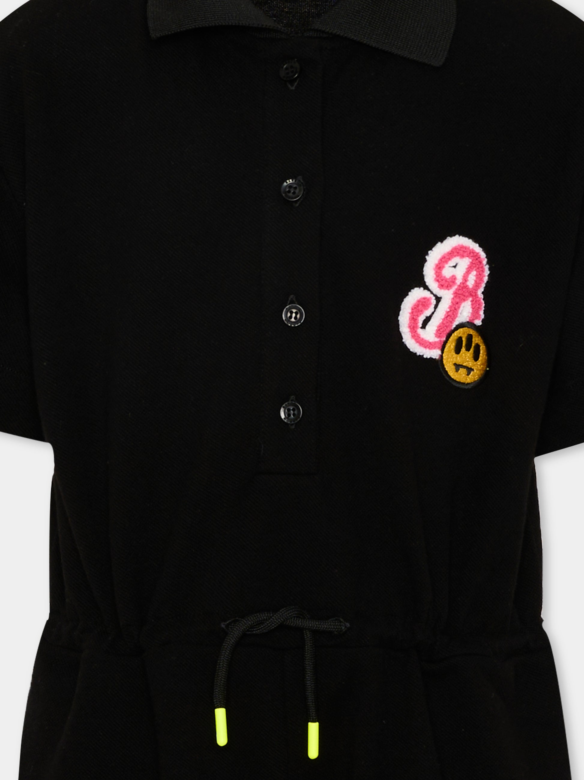 Jumpsuit nera per bambina con patch logo,Barrow,S6BKJGRS142 110
