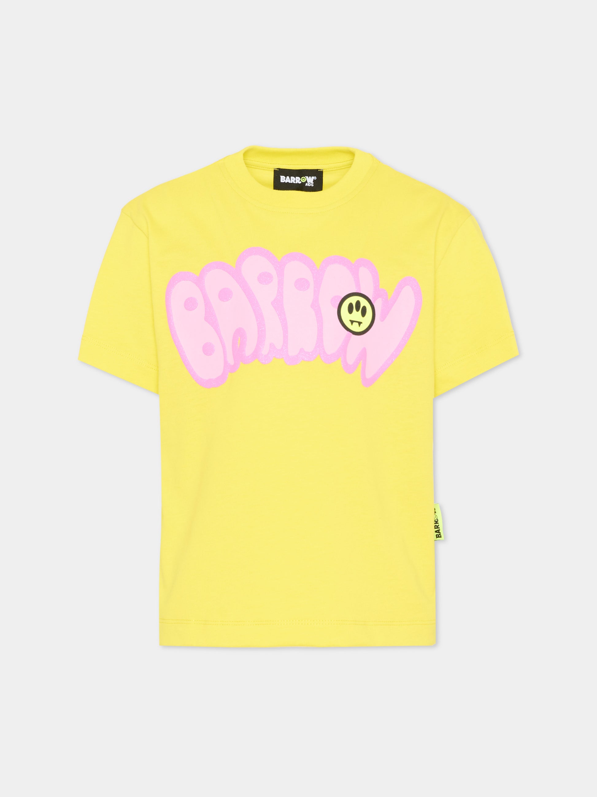 T-Shirt gialla per bambina con logo,Barrow,S6BKJGTH063 BW317
