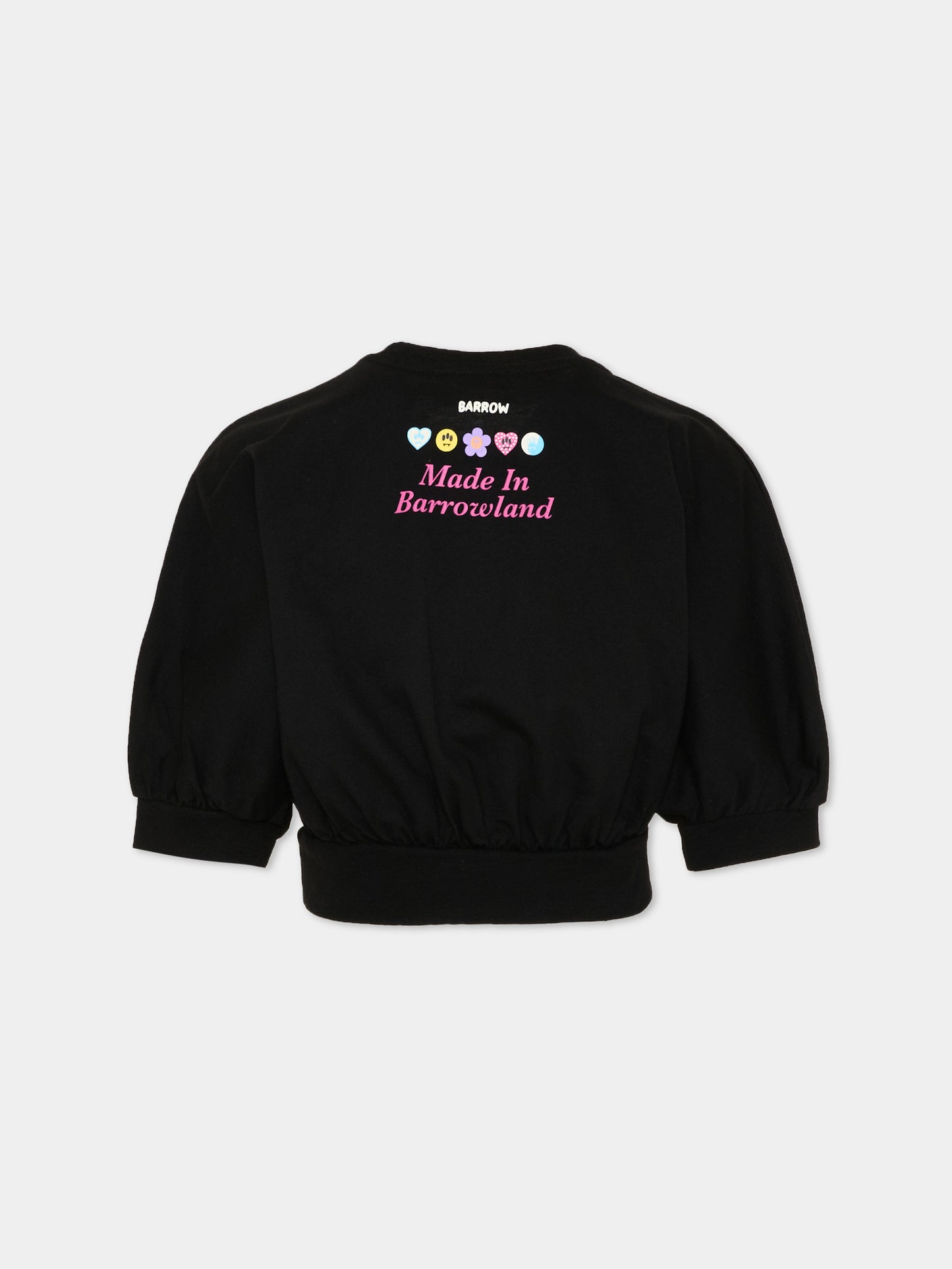 T-Shirt nera per bambina con patch,Barrow,S6BKJGTH133 110