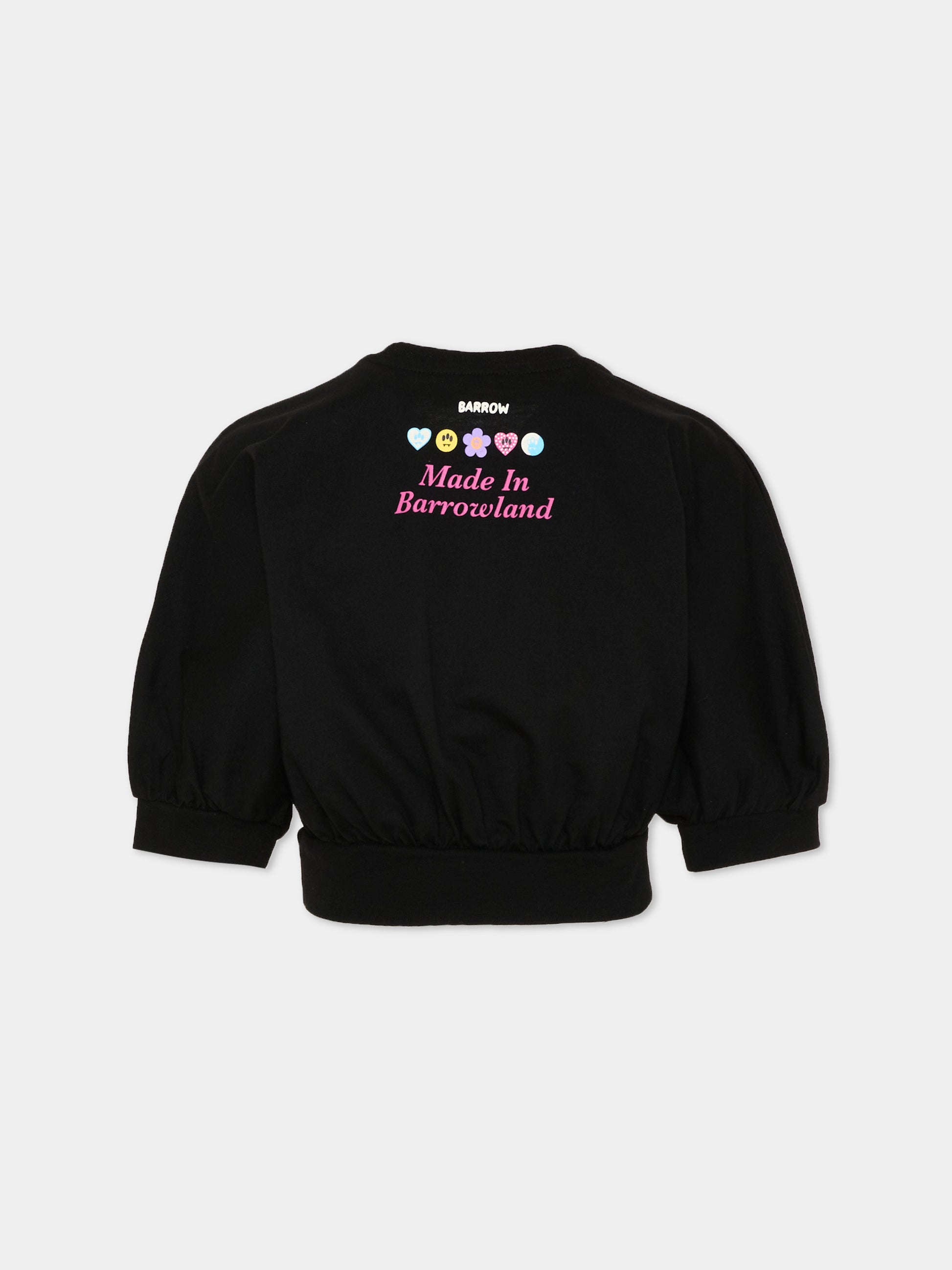 T-Shirt nera per bambina con patch,Barrow,S6BKJGTH133 110