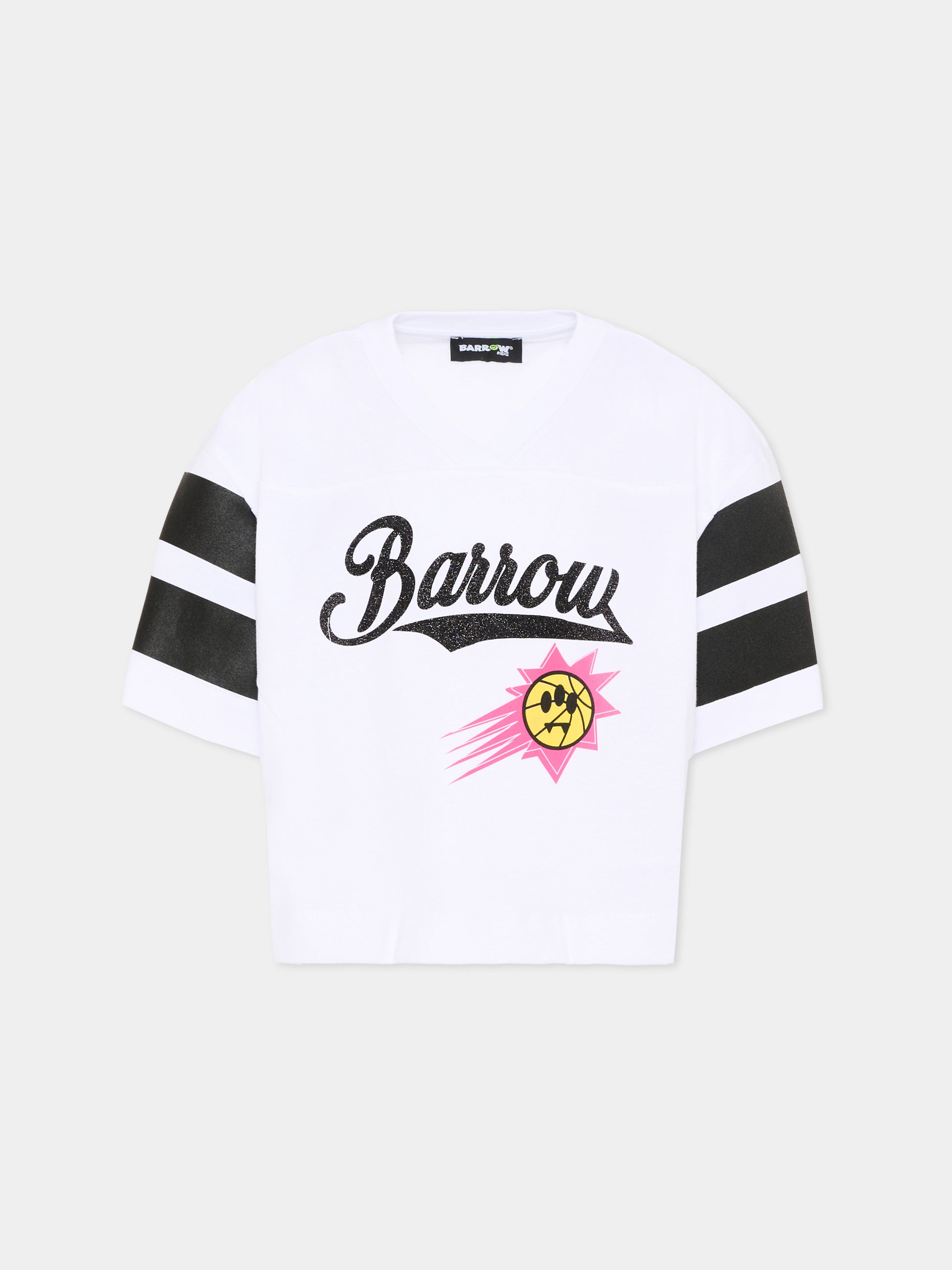 T-Shirt bianca per bambina con stampa logo,Barrow,S6BKJGTH138 002