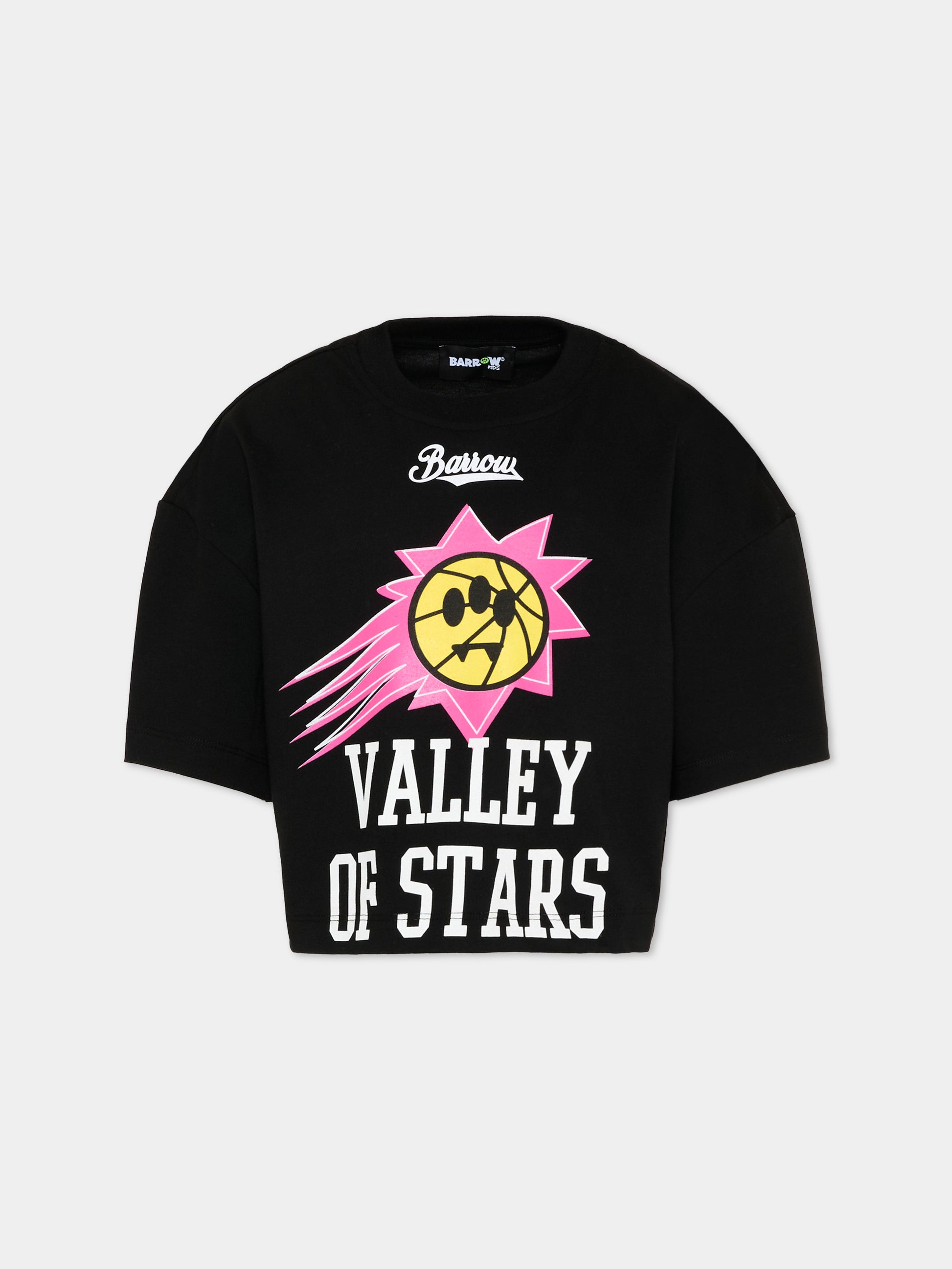 T-Shirt nera per bambina con logo,Barrow,S6BKJGTH139 110